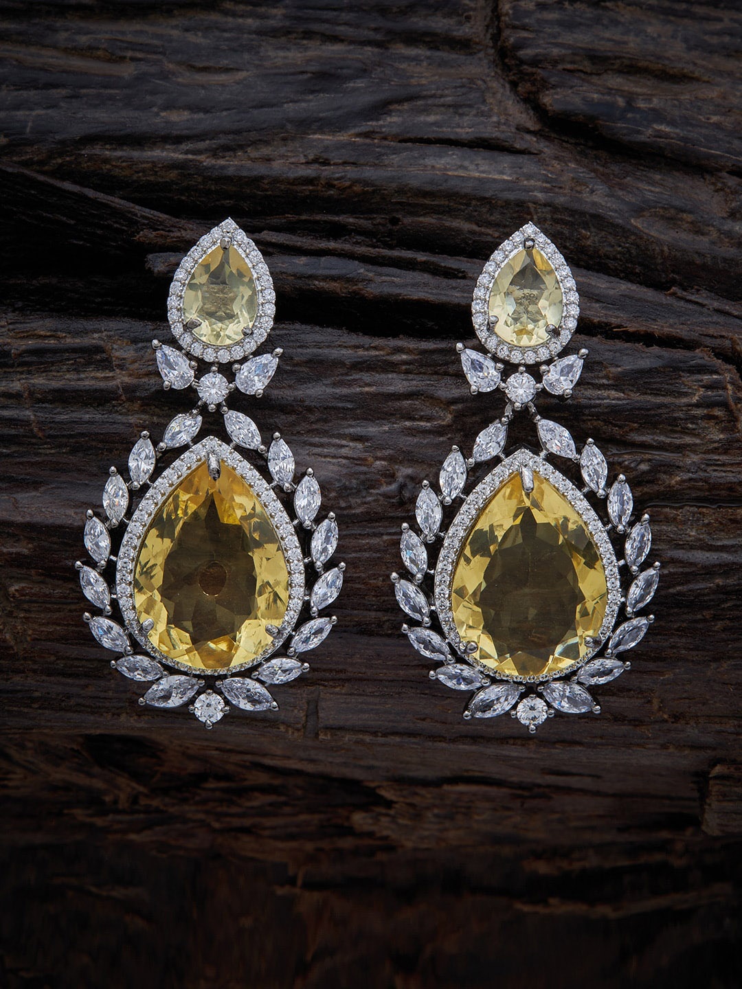 Kushal's Fashion Jewellery Women Rhodium-Plated Teardrop Shaped Drop Earrings, Yellow
Kushal's Fashion Jewellery Women Rhodium-Plated Teardrop Shaped Drop Earrings, Yellow