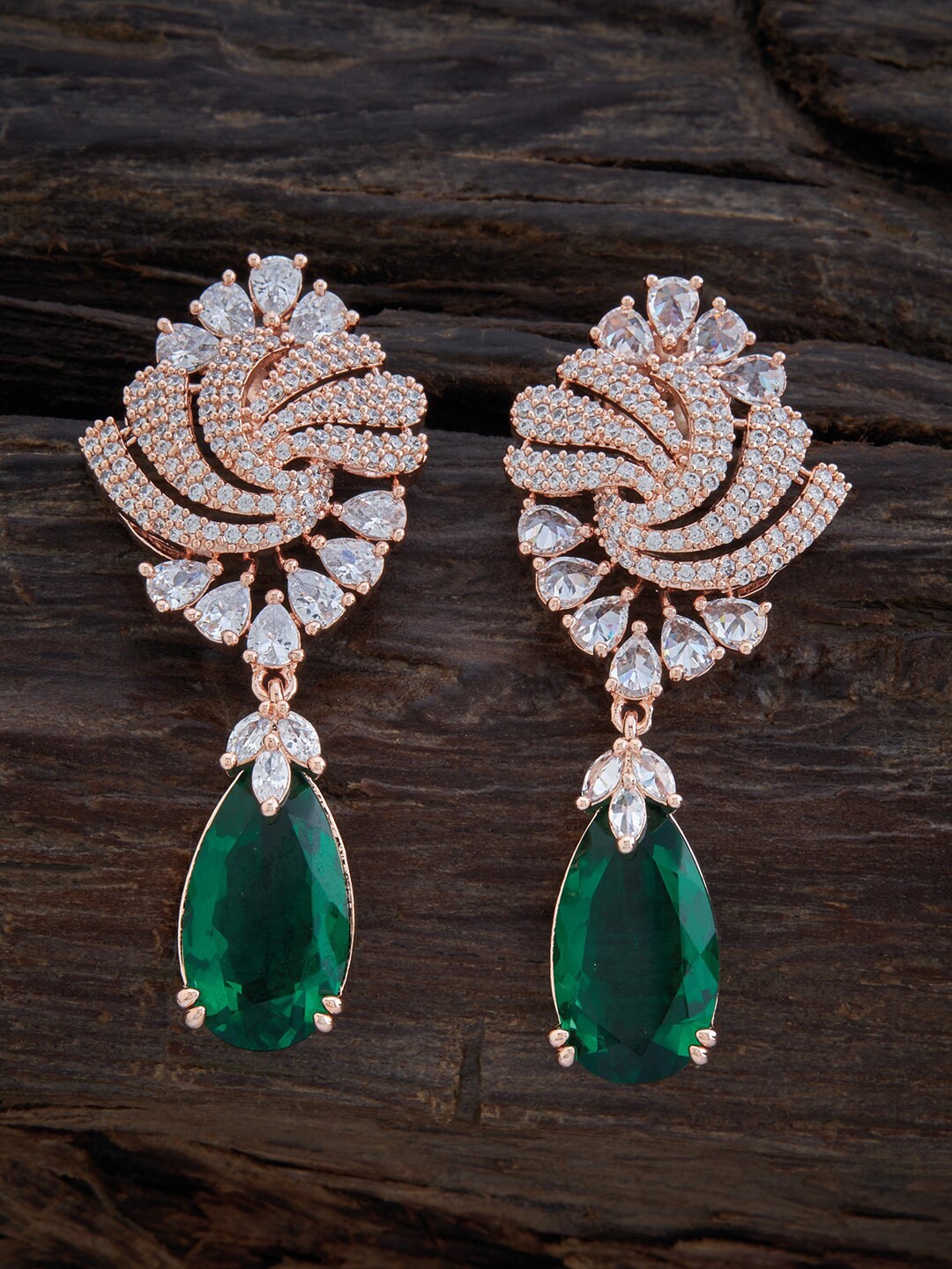 Kushal's Fashion Jewellery Women Rose-Gold Plated Teardrop Shaped Drop Earrings, Green
Kushal's Fashion Jewellery Women Rose-Gold Plated Teardrop Shaped Drop Earrings, Green