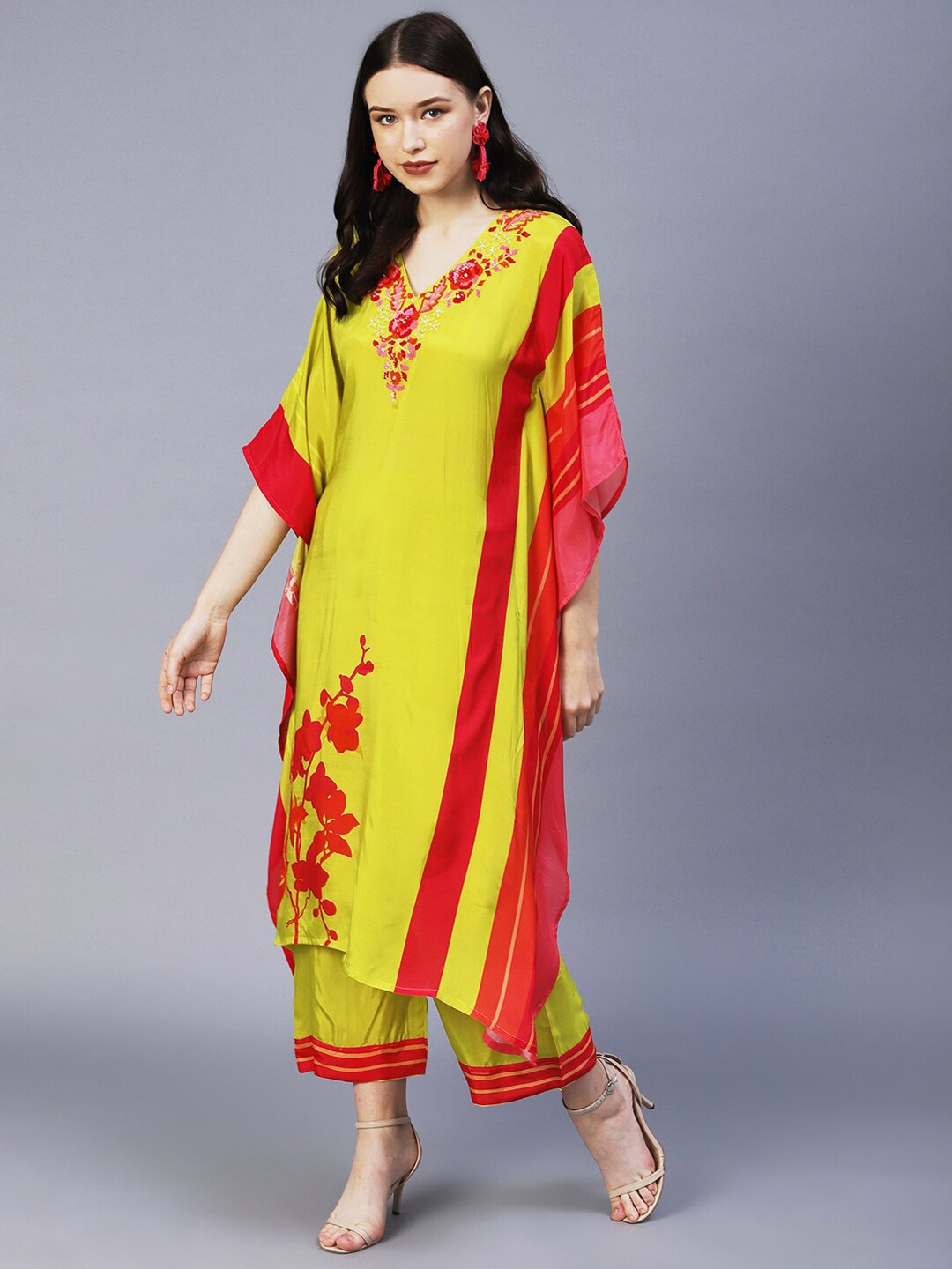 Envy Me by FASHOR Lime Green Floral Embroidered Beads and Stones Kurta with Palazzos
Envy Me by FASHOR Lime Green Floral Embroidered Beads and Stones Kurta with Palazzos
