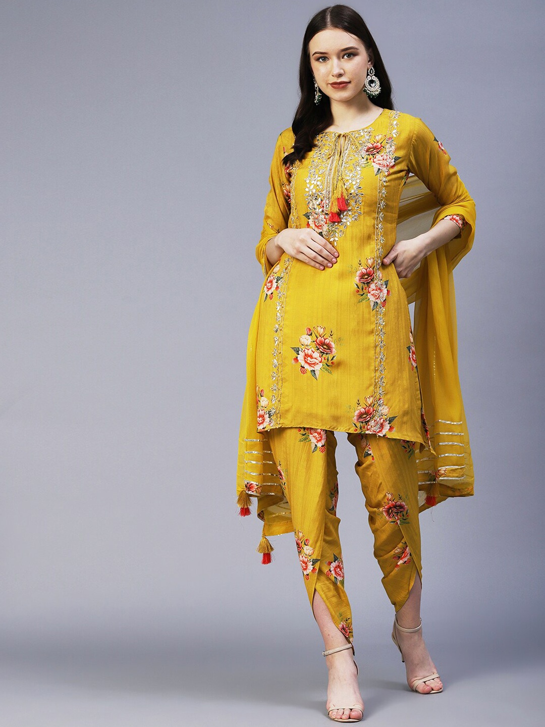 Envy Me by FASHOR Floral Printed Gotta Patti Kurta with Dhoti Pants & Dupatta, Mustard
Envy Me by FASHOR Floral Printed Gotta Patti Kurta with Dhoti Pants & Dupatta, Mustard