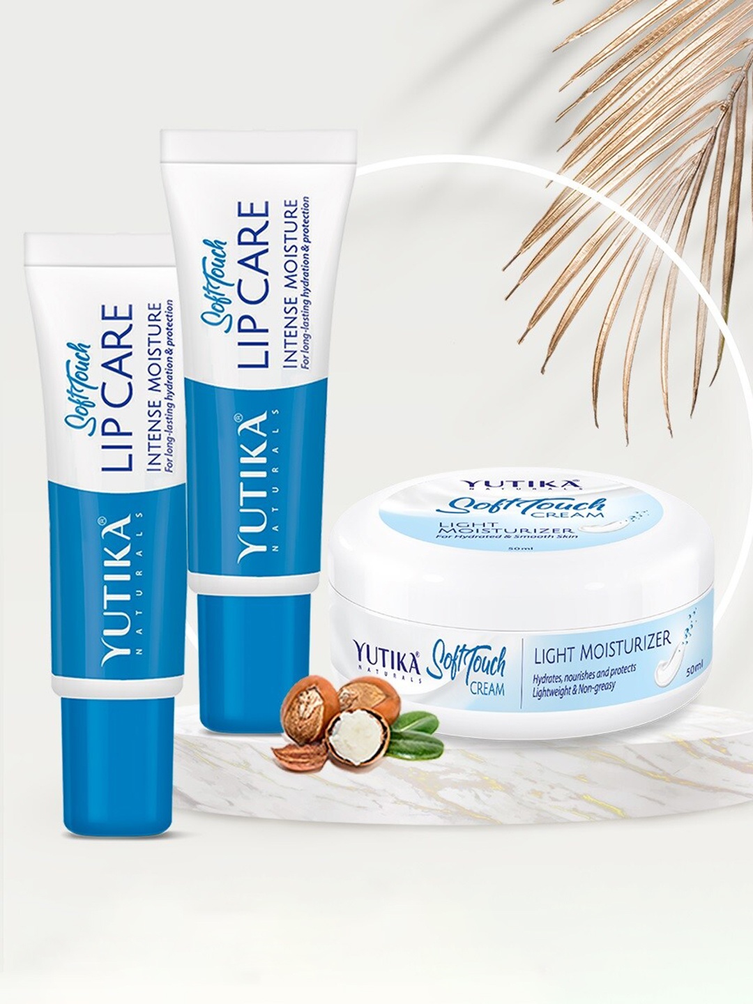 YUTIKA Naturals Set of Soft Touch Light Cream 50 g & 2 Intense Moisture Lip Balm 10 g each, White
YUTIKA Naturals Set of Soft Touch Light Cream 50 g & 2 Intense Moisture Lip Balm 10 g each, White