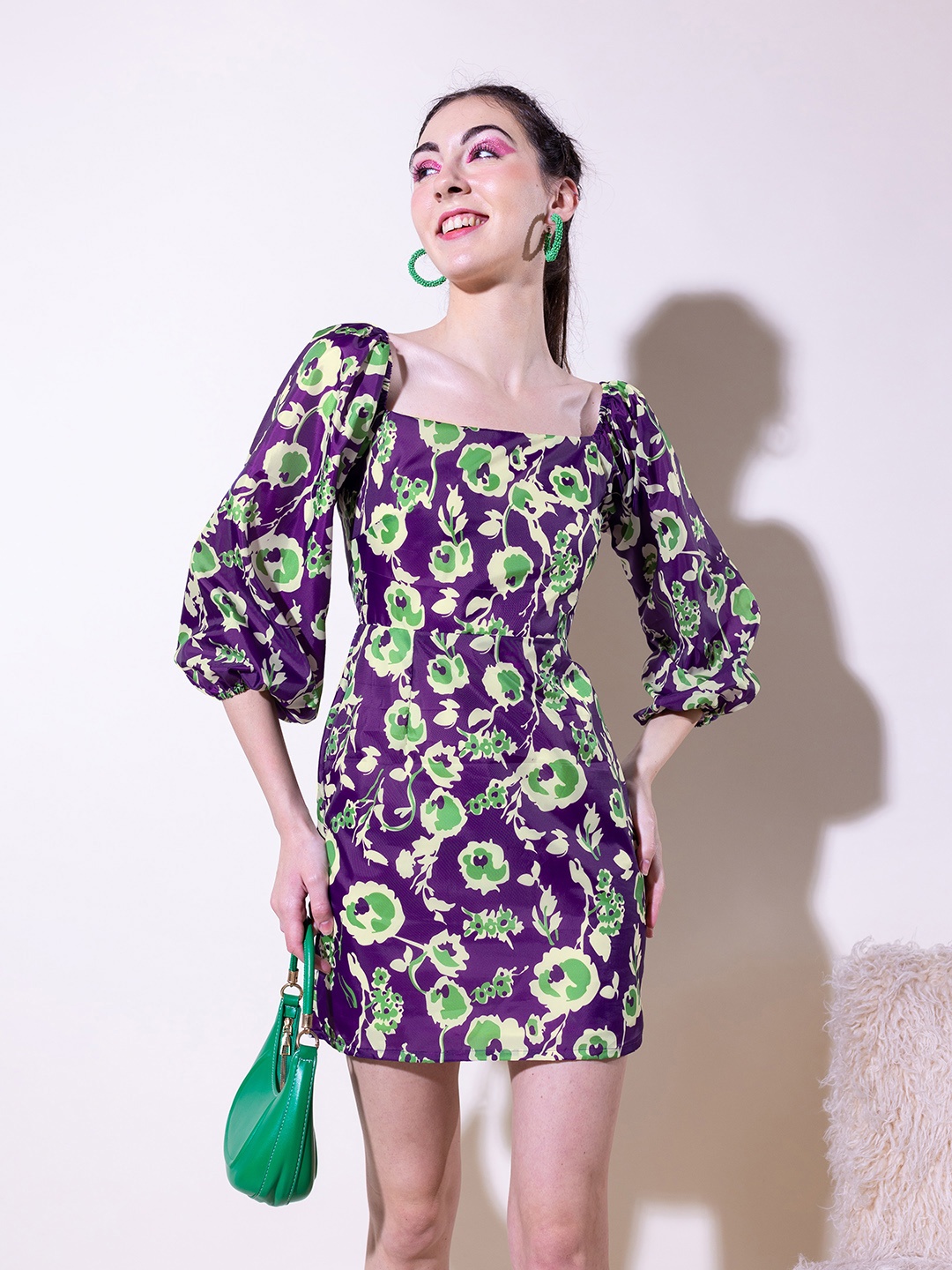 Stylecast X Hersheinbox Square Neck Floral Print Puff Sleeves Sheath Mini Dress, Purple
Stylecast X Hersheinbox Square Neck Floral Print Puff Sleeves Sheath Mini Dress, Purple