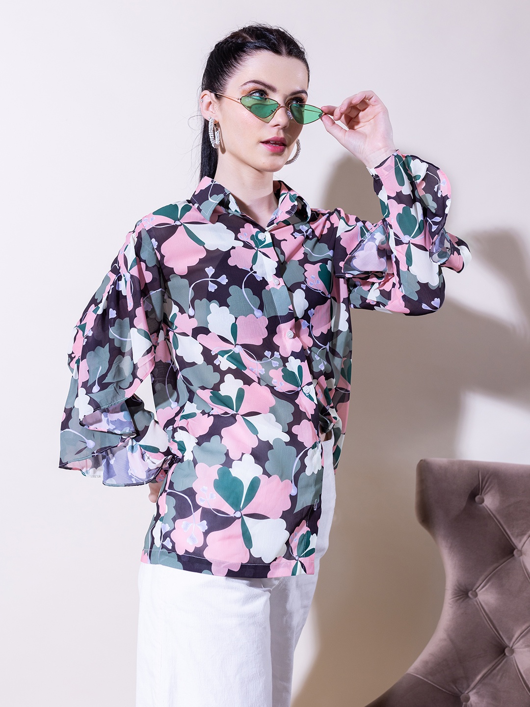 Stylecast X Hersheinbox Relaxed Floral Printed Casual Shirt With Ruffles Detail On Sleeves, Pink
Stylecast X Hersheinbox Relaxed Floral Printed Casual Shirt With Ruffles Detail On Sleeves, Pink