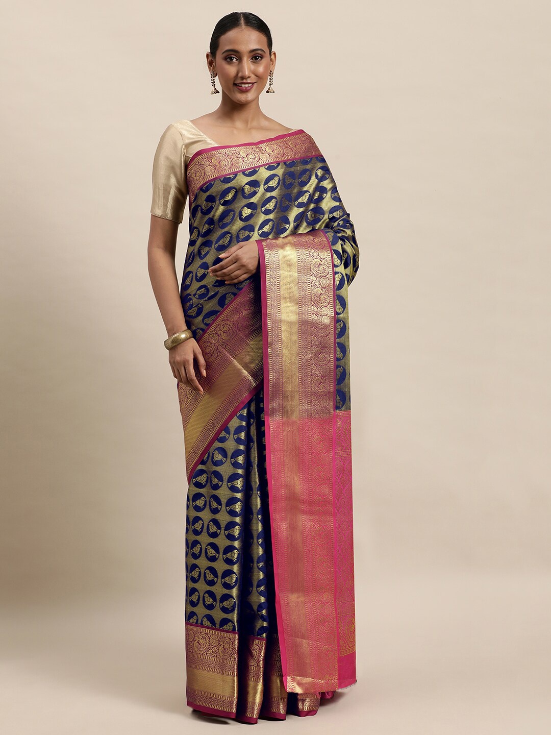 Royal Rajgharana Saree Ethnic Motif Woven Design Zari Pure Silk Banarasi Sarees, Navy blue
Royal Rajgharana Saree Ethnic Motif Woven Design Zari Pure Silk Banarasi Sarees, Navy blue