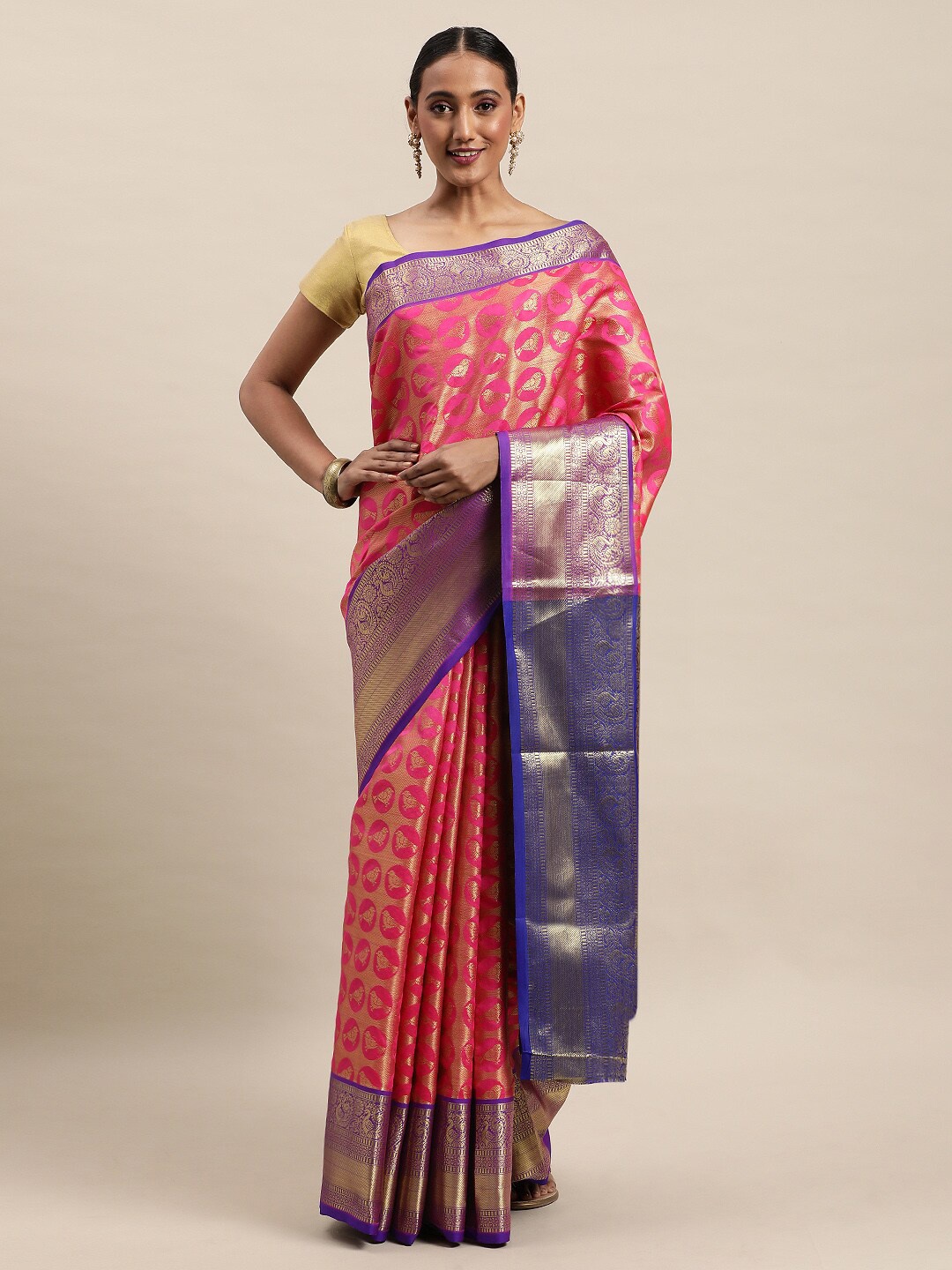 Royal Rajgharana Saree Ethnic Motif Woven Design Zari Pure Silk Banarasi Saree, Pink
Royal Rajgharana Saree Ethnic Motif Woven Design Zari Pure Silk Banarasi Saree, Pink