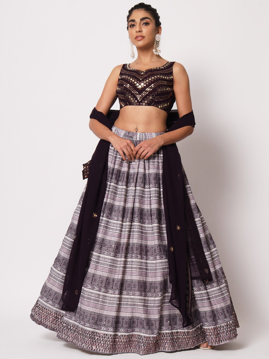 SHUBHKALA Embellished Thread Work Semi-Stitched Lehenga & Unstitched Blouse With Dupatta, Grey
SHUBHKALA Embellished Thread Work Semi-Stitched Lehenga & Unstitched Blouse With Dupatta, Grey
