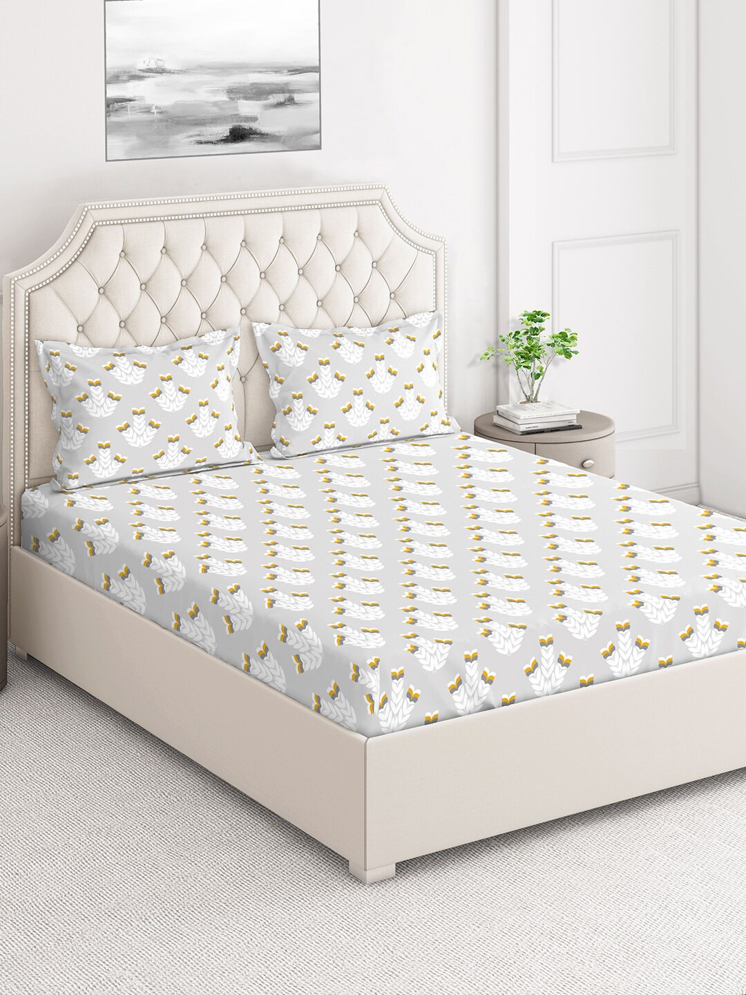 Layers Firenze Grey & White Floral 140 TC Flat Cotton King Bedsheet with 2 Pillow Covers
Layers Firenze Grey & White Floral 140 TC Flat Cotton King Bedsheet with 2 Pillow Covers
