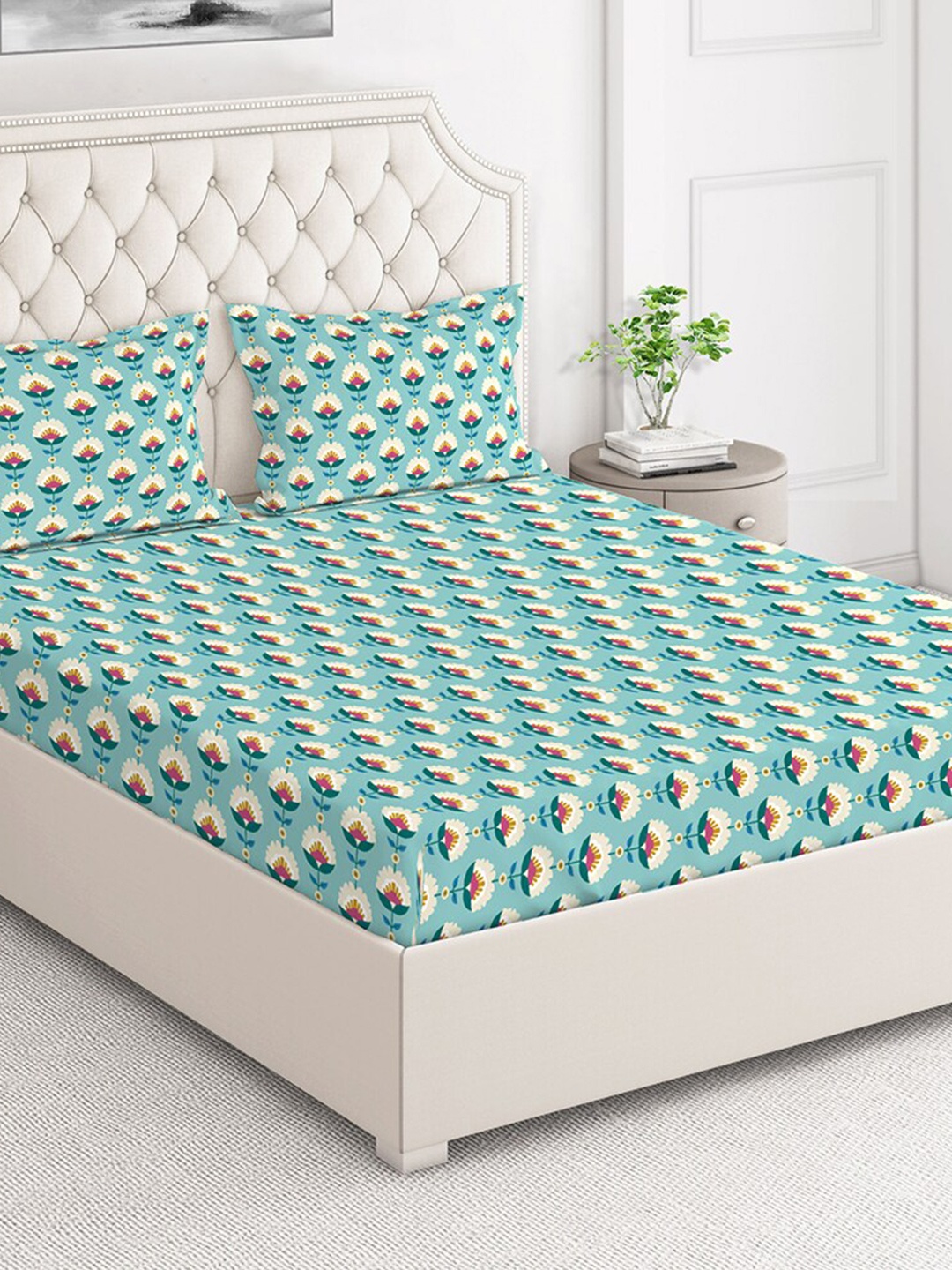 Layers Firenze Green & Cream Floral 140 TC Flat Cotton Queen Bedsheet with 2 Pillow Covers
Layers Firenze Green & Cream Floral 140 TC Flat Cotton Queen Bedsheet with 2 Pillow Covers