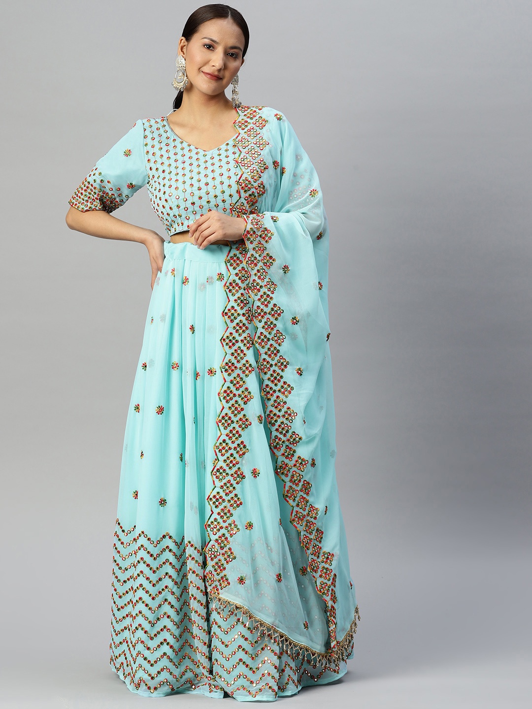 Readiprint Fashions Embroidered Thread Work Unstitched Lehenga & Blouse With Dupatta, Blue
Readiprint Fashions Embroidered Thread Work Unstitched Lehenga & Blouse With Dupatta, Blue