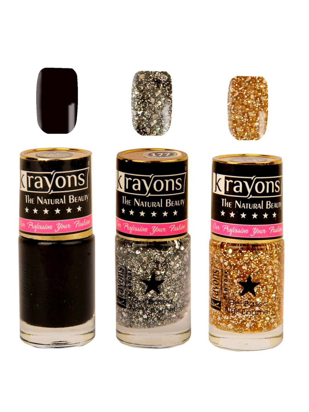 krayons Set of 3 The Natural Beauty Gel Based Long Lasting Nail Enamel - 6 ml Each, Gold
krayons Set of 3 The Natural Beauty Gel Based Long Lasting Nail Enamel - 6 ml Each, Gold