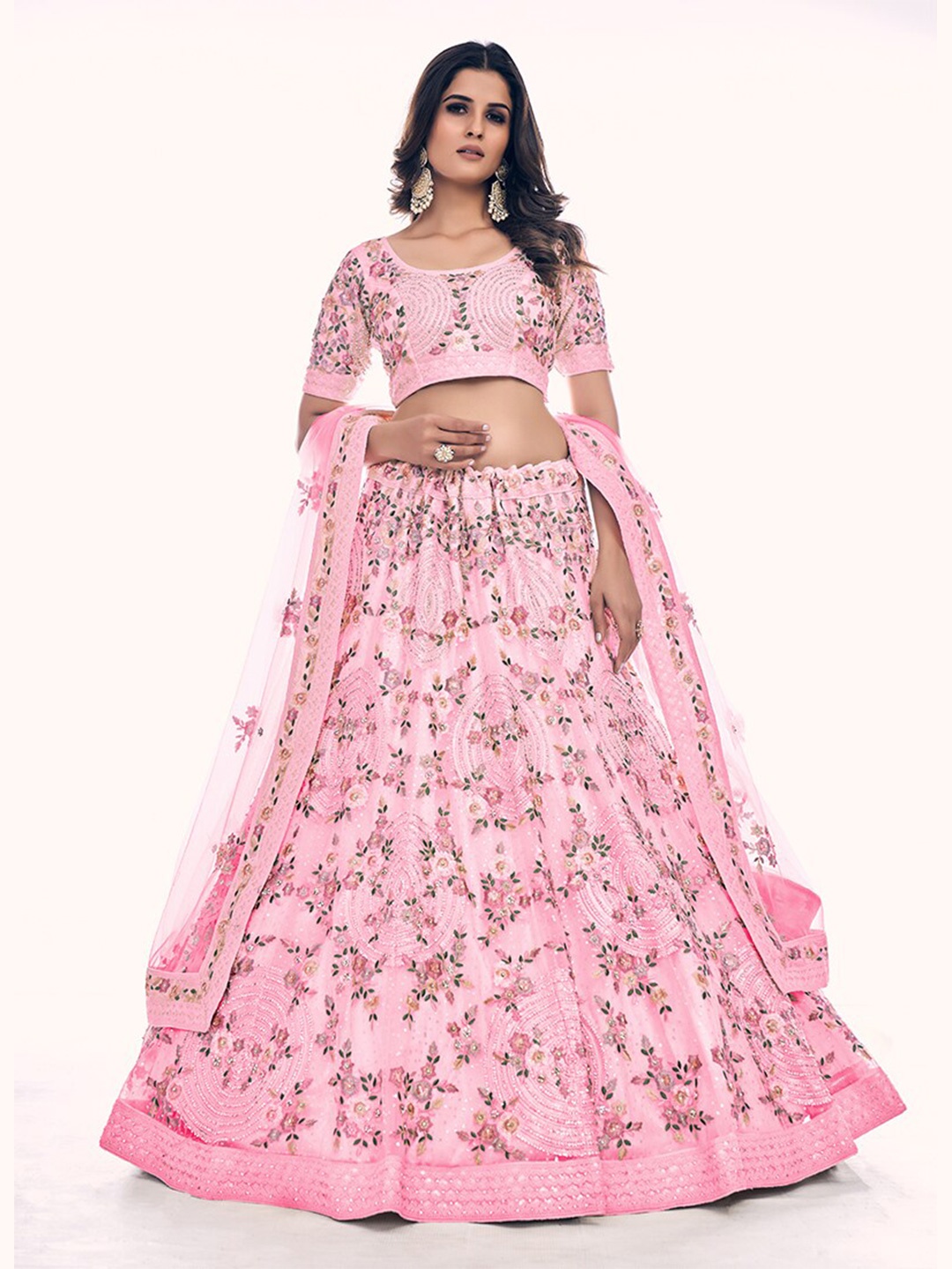 Fusionic Embroidered Thread Work Semi-Stitched Lehenga & Unstitched Blouse With Dupatta, Pink
Fusionic Embroidered Thread Work Semi-Stitched Lehenga & Unstitched Blouse With Dupatta, Pink