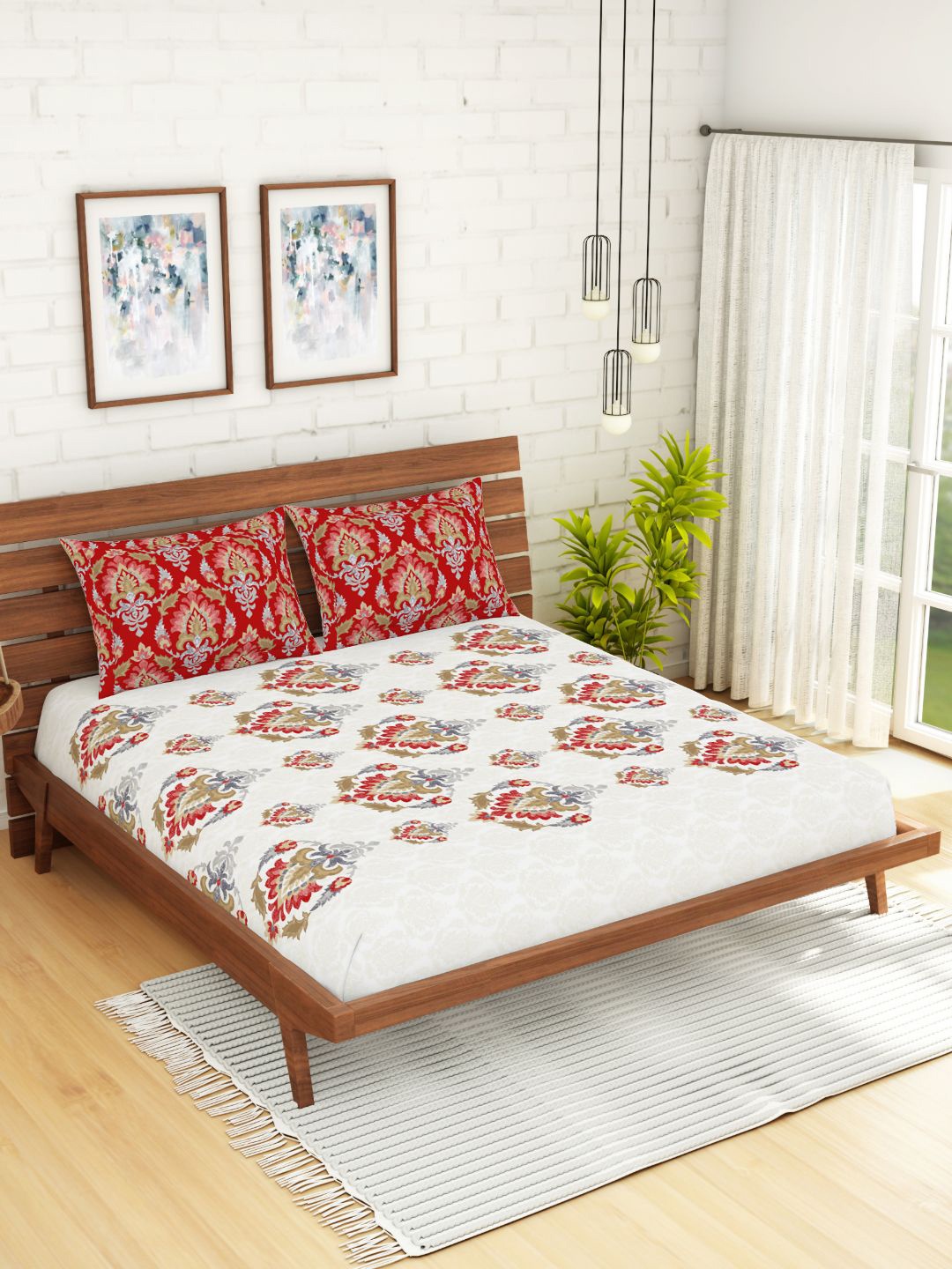 SPACES Atrium Plus Ecom White Ethnic Motifs Pure Cotton King Bedsheet with 2 Pillow Covers
SPACES Atrium Plus Ecom White Ethnic Motifs Pure Cotton King Bedsheet with 2 Pillow Covers