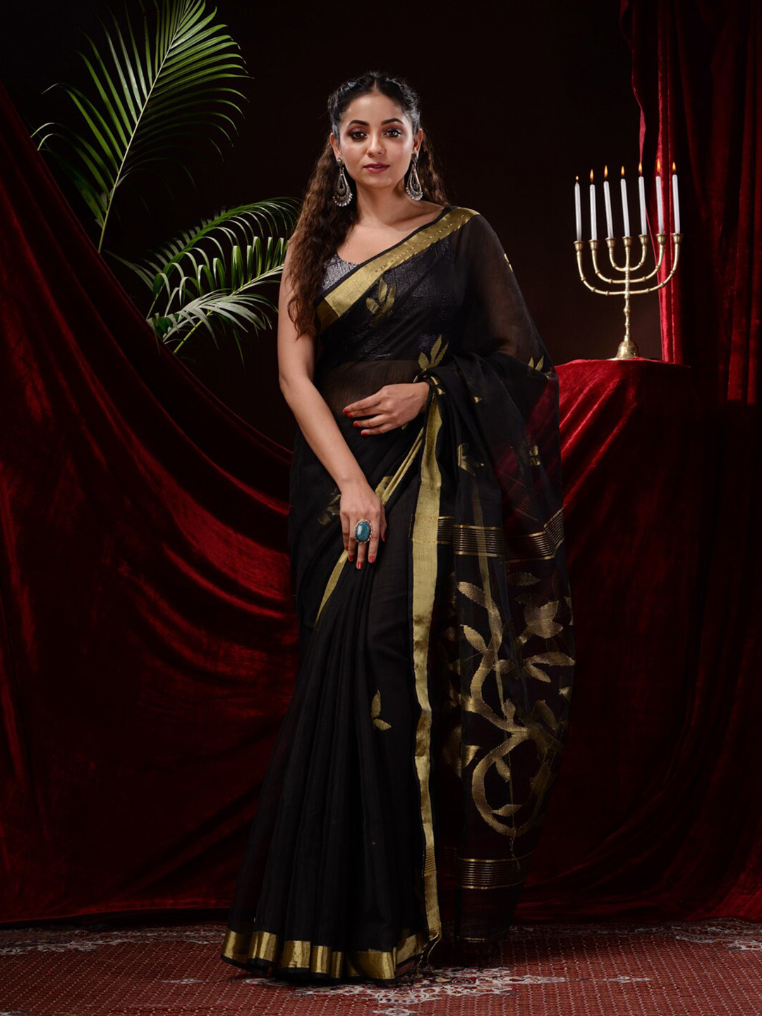 Mitera Woven Design Zari Silk Cotton Saree, Black
Mitera Woven Design Zari Silk Cotton Saree, Black