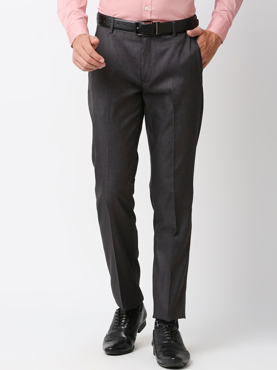 Solemio Men Mid-Rise Regular Fit Formal Trousers, Green