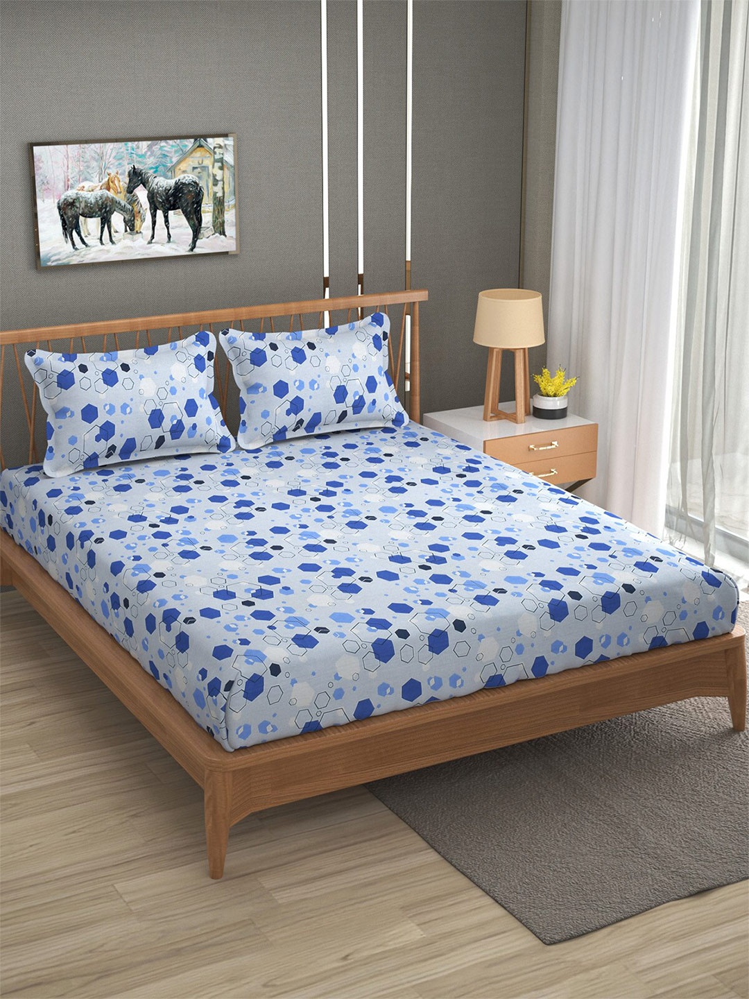 Florida Blue & White Geometric 120 TC Flat Cotton Queen Bedsheet with 2 Pillow Covers
Florida Blue & White Geometric 120 TC Flat Cotton Queen Bedsheet with 2 Pillow Covers