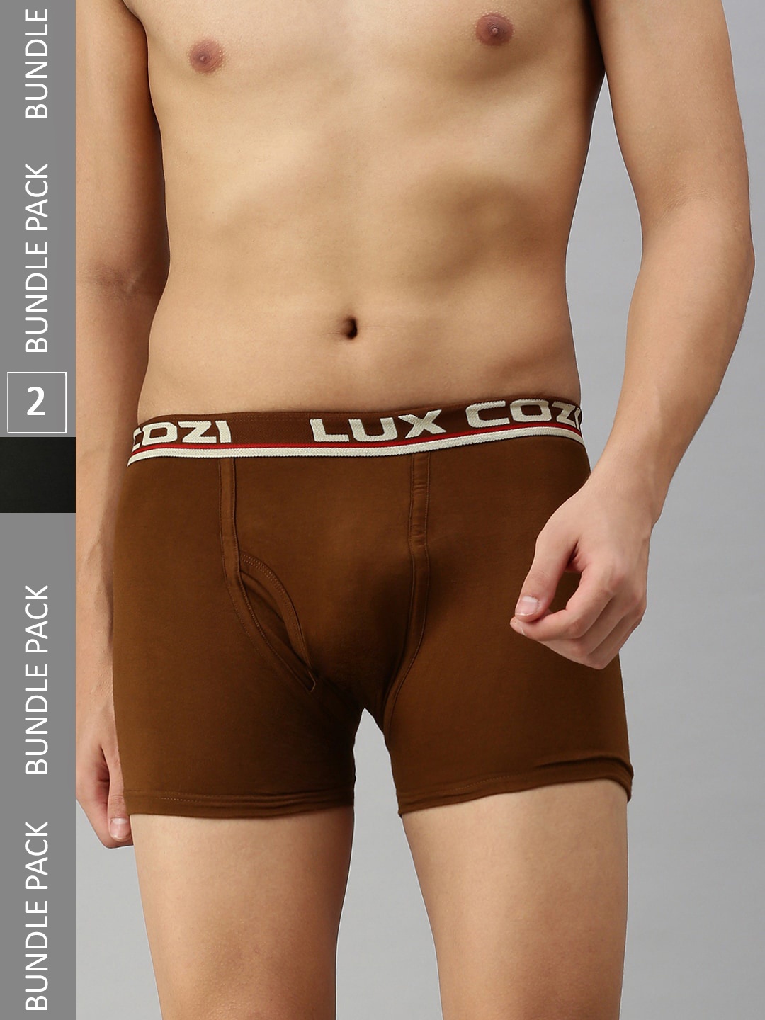 Lux Cozi Men Pack Of 2 Logo Printed Waistband Sleek & Comfortable Trunks, Grey melange
Lux Cozi Men Pack Of 2 Logo Printed Waistband Sleek & Comfortable Trunks, Grey melange