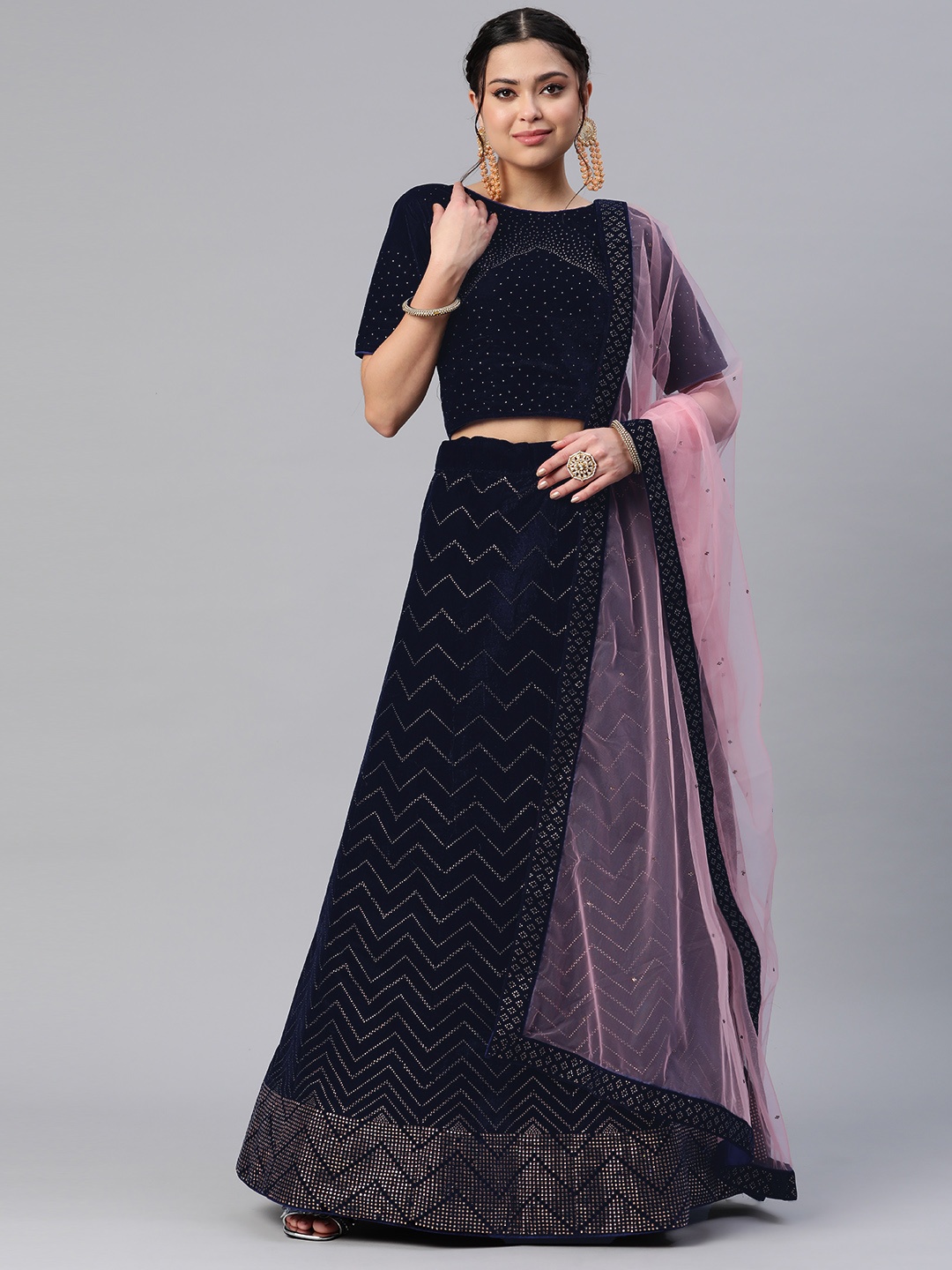 CAMPAIGN TRENDS Embellished Beads and Stones Unstitched Lehenga & Blouse With Dupatta, Navy blue
CAMPAIGN TRENDS Embellished Beads and Stones Unstitched Lehenga & Blouse With Dupatta, Navy blue