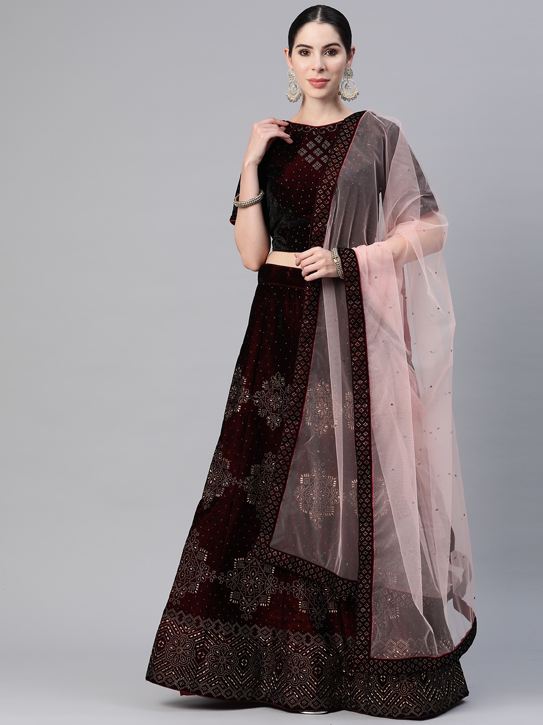 CAMPAIGN TRENDS Embellished Beads and Stones Unstitched Lehenga & Blouse With Dupatta, Maroon
CAMPAIGN TRENDS Embellished Beads and Stones Unstitched Lehenga & Blouse With Dupatta, Maroon