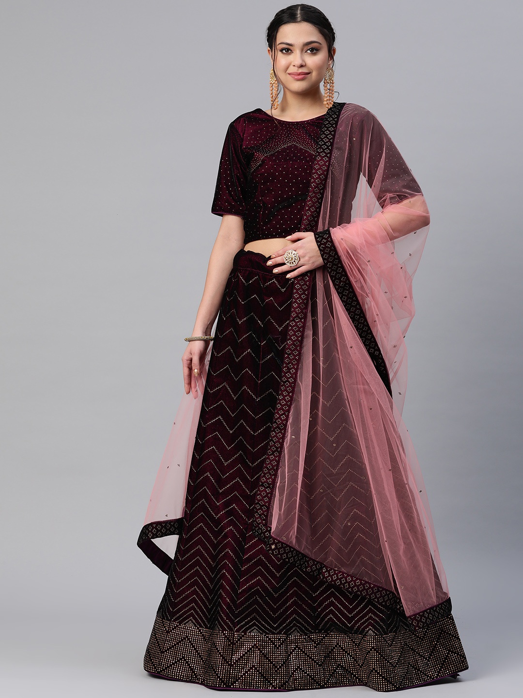 CAMPAIGN TRENDS Embellished Beads and Stones Unstitched Lehenga & Blouse With Dupatta, Purple
CAMPAIGN TRENDS Embellished Beads and Stones Unstitched Lehenga & Blouse With Dupatta, Purple