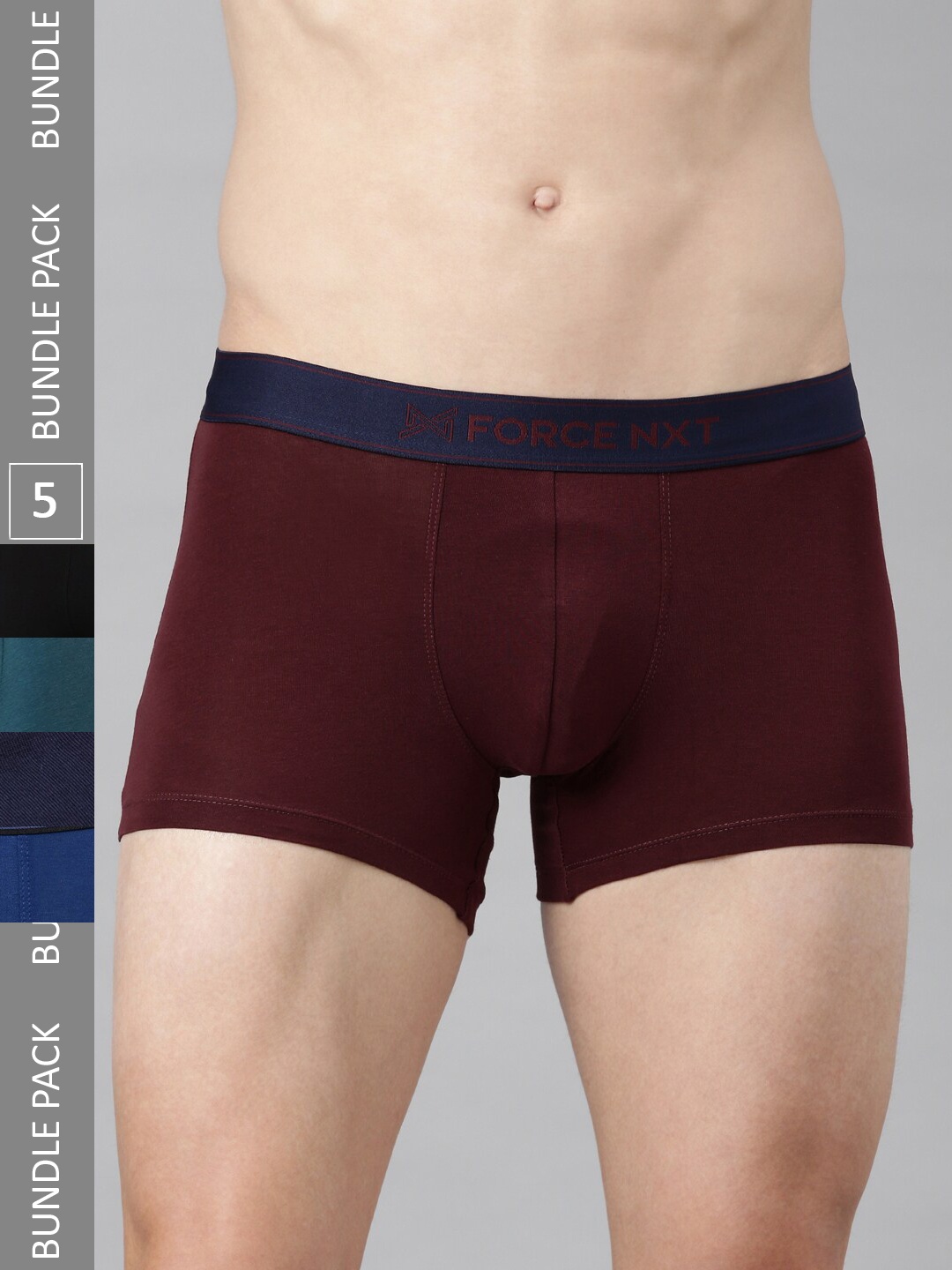 Force NXT Men Pack Of 5 Assorted Cotton Trunks