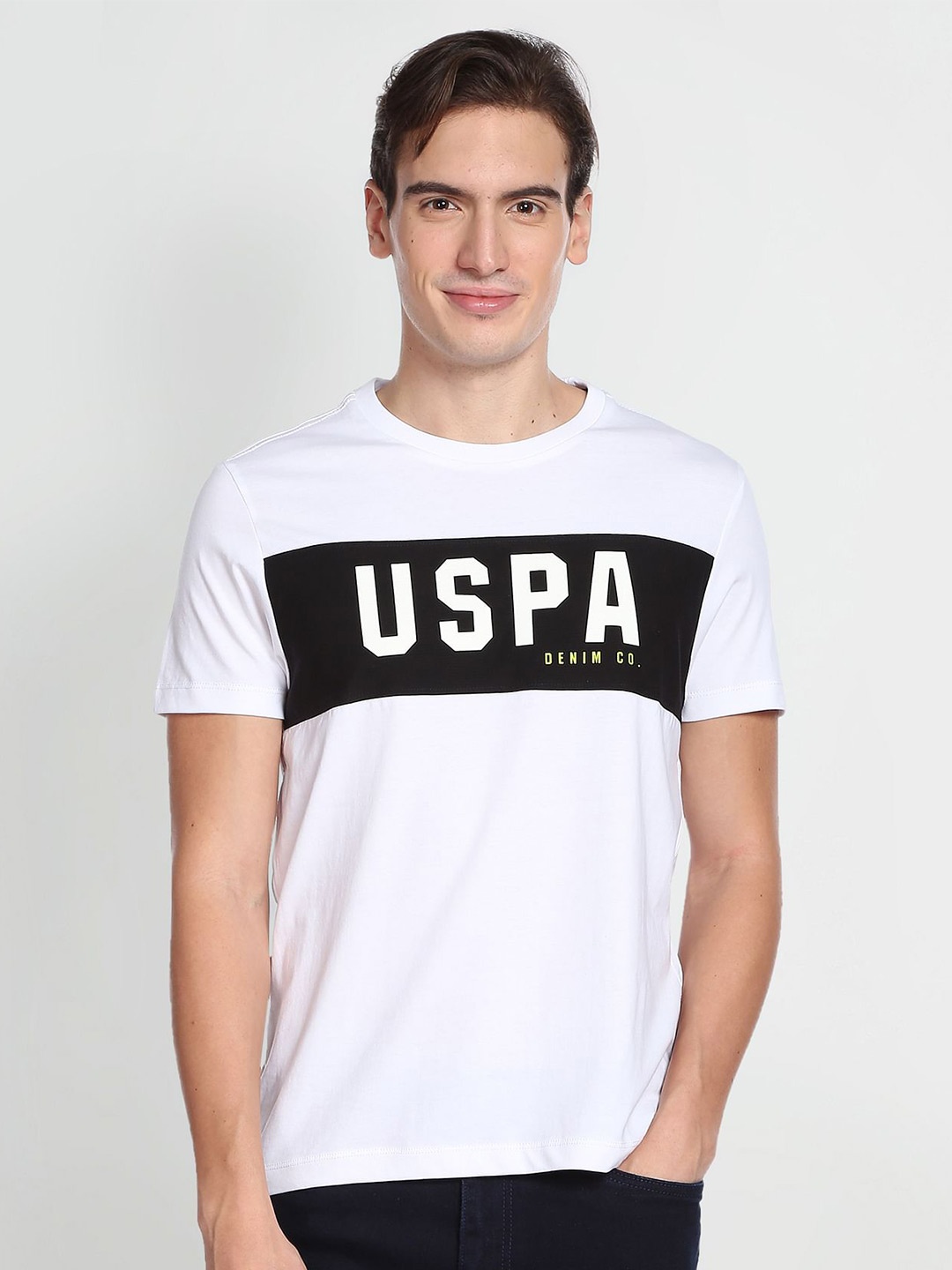 U.S. Polo Assn. Denim Co. Men Typography Printed Slim Fit Pure Cotton T-shirt, White
U.S. Polo Assn. Denim Co. Men Typography Printed Slim Fit Pure Cotton T-shirt, White