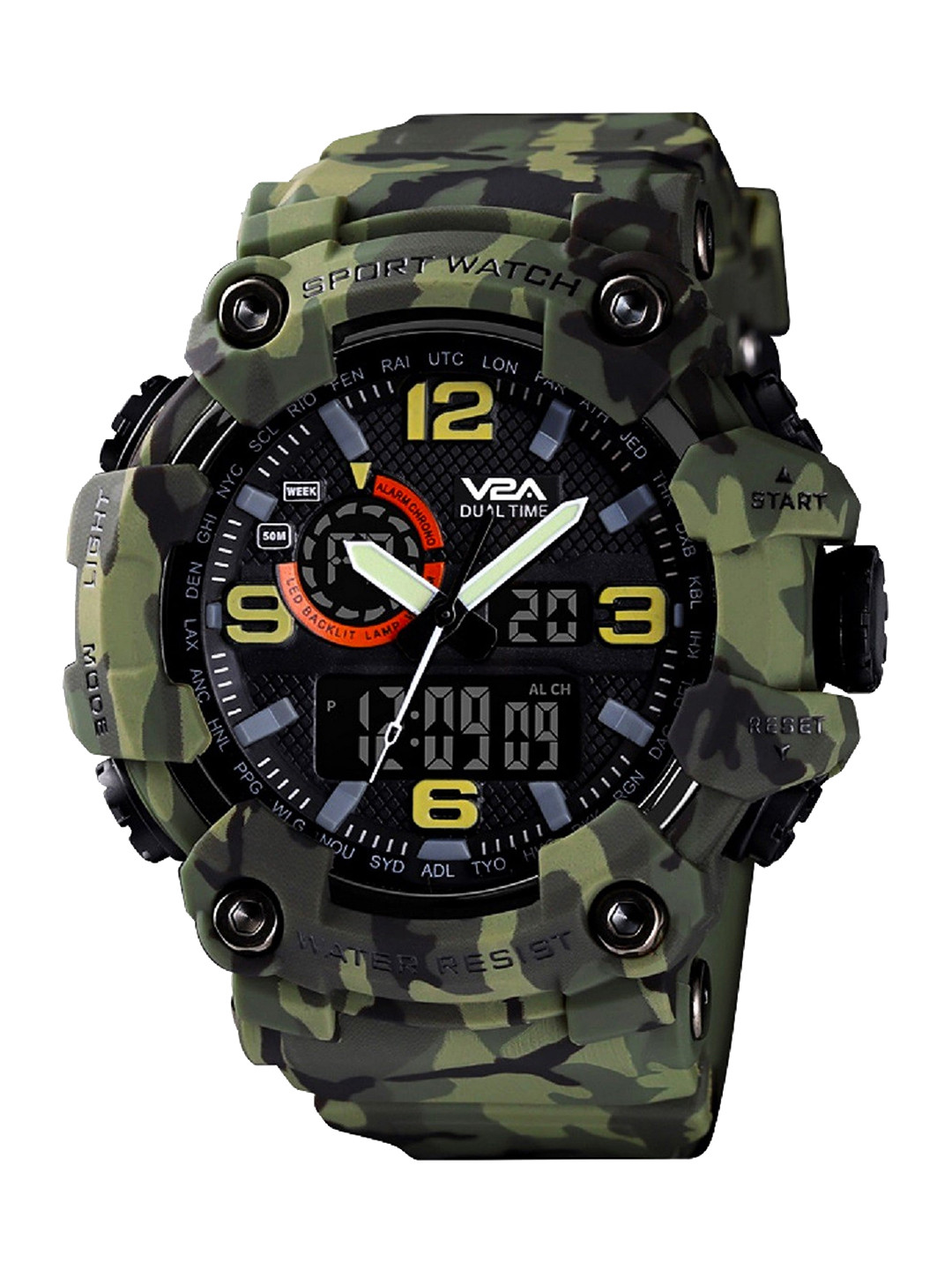 V2A Men Textured Multi Function Analogue and Digital Watch- V2A-1520-Camogreen-01, Green
V2A Men Textured Multi Function Analogue and Digital Watch- V2A-1520-Camogreen-01, Green