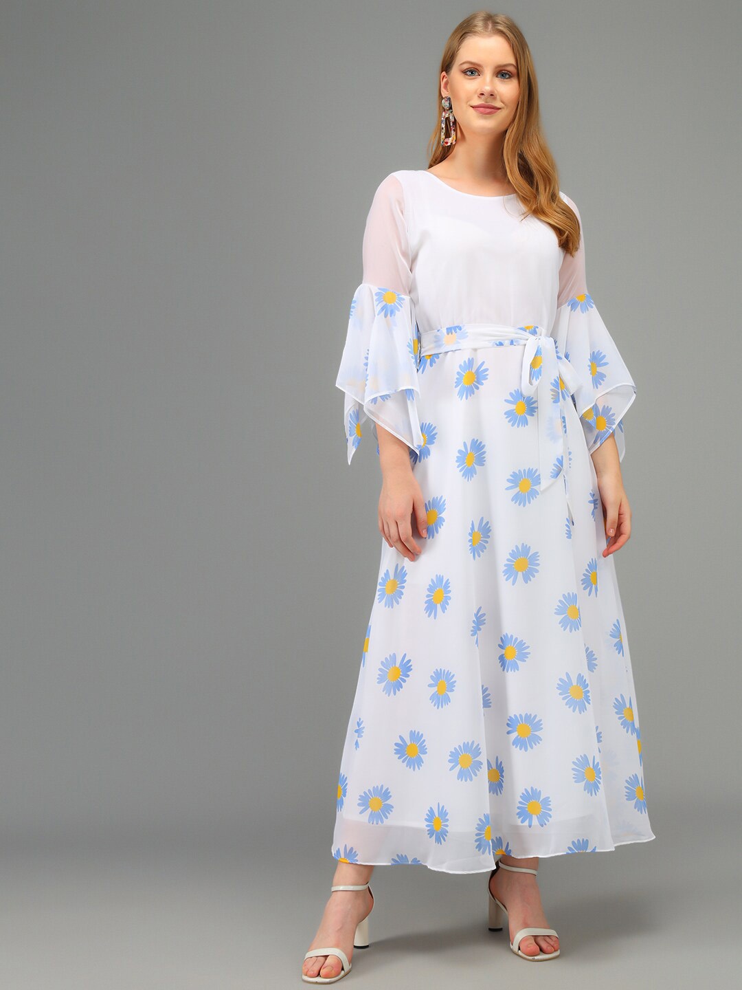 Kannan Floral Georgette Maxi Dress, White