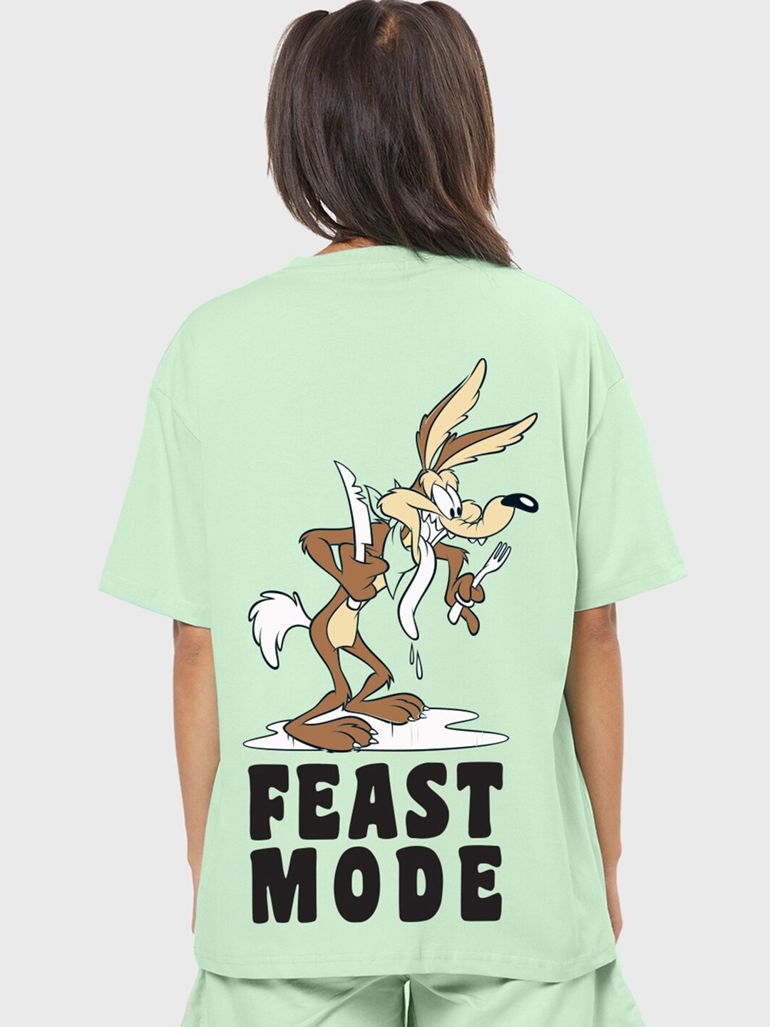 Bewakoof Women Feast Mode Graphic Printed Oversized Loose Cotton T-shirt, Sea green
Bewakoof Women Feast Mode Graphic Printed Oversized Loose Cotton T-shirt, Sea green