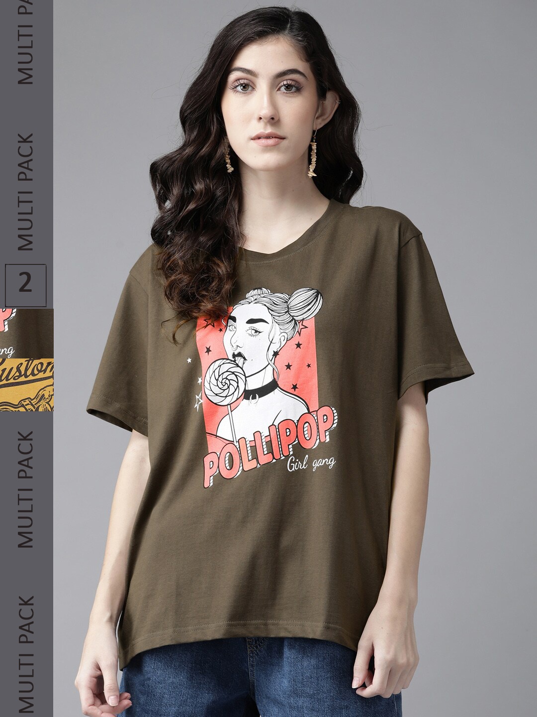 The Dry State Pack Of 2 Printed Oversize T-shirt, Brown