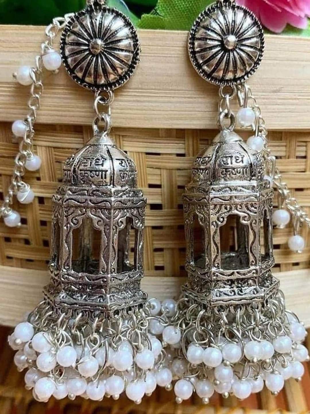 VAGHBHATT Oxidised Jhumkas Earrings, Silver