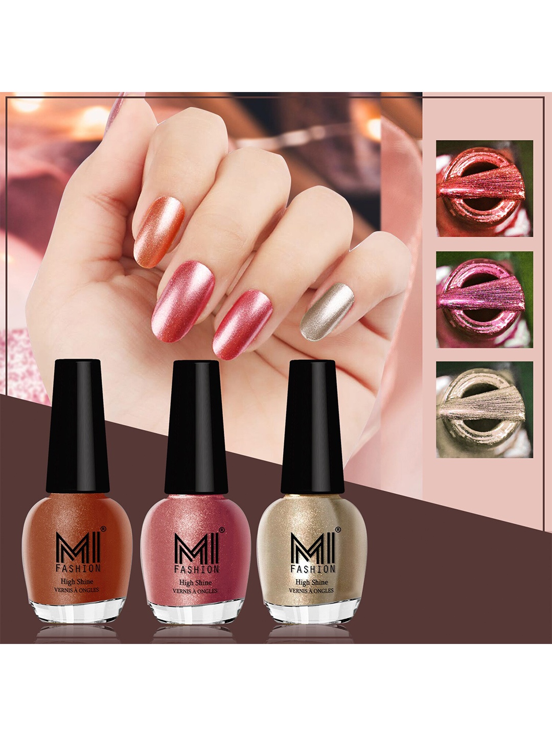 MI FASHION Set of 3 High Shine Long-Lasting Nail Lacquer12 ml Each - Red Gold 60 - Hot Lava 61 - Light Golden 13
MI FASHION Set of 3 High Shine Long-Lasting Nail Lacquer12 ml Each - Red Gold 60 - Hot Lava 61 - Light Golden 13