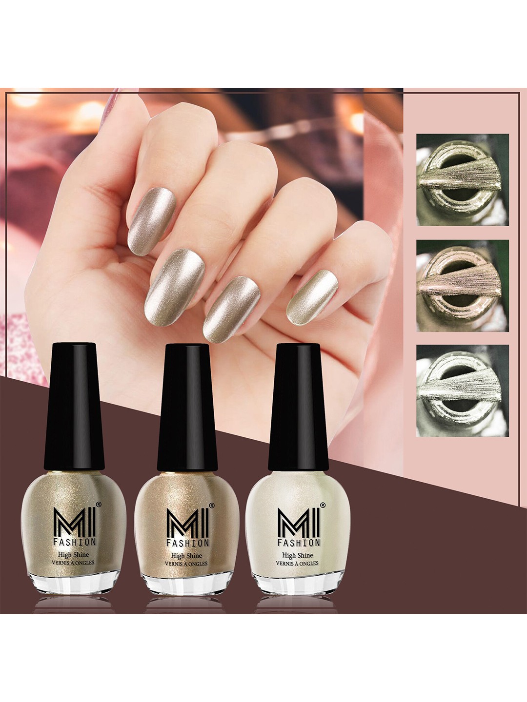 MI FASHION Set of 3 Vernis A Ongles High Shine Long Lasting Shimmer Nail Paint - 12ml each, White
MI FASHION Set of 3 Vernis A Ongles High Shine Long Lasting Shimmer Nail Paint - 12ml each, White