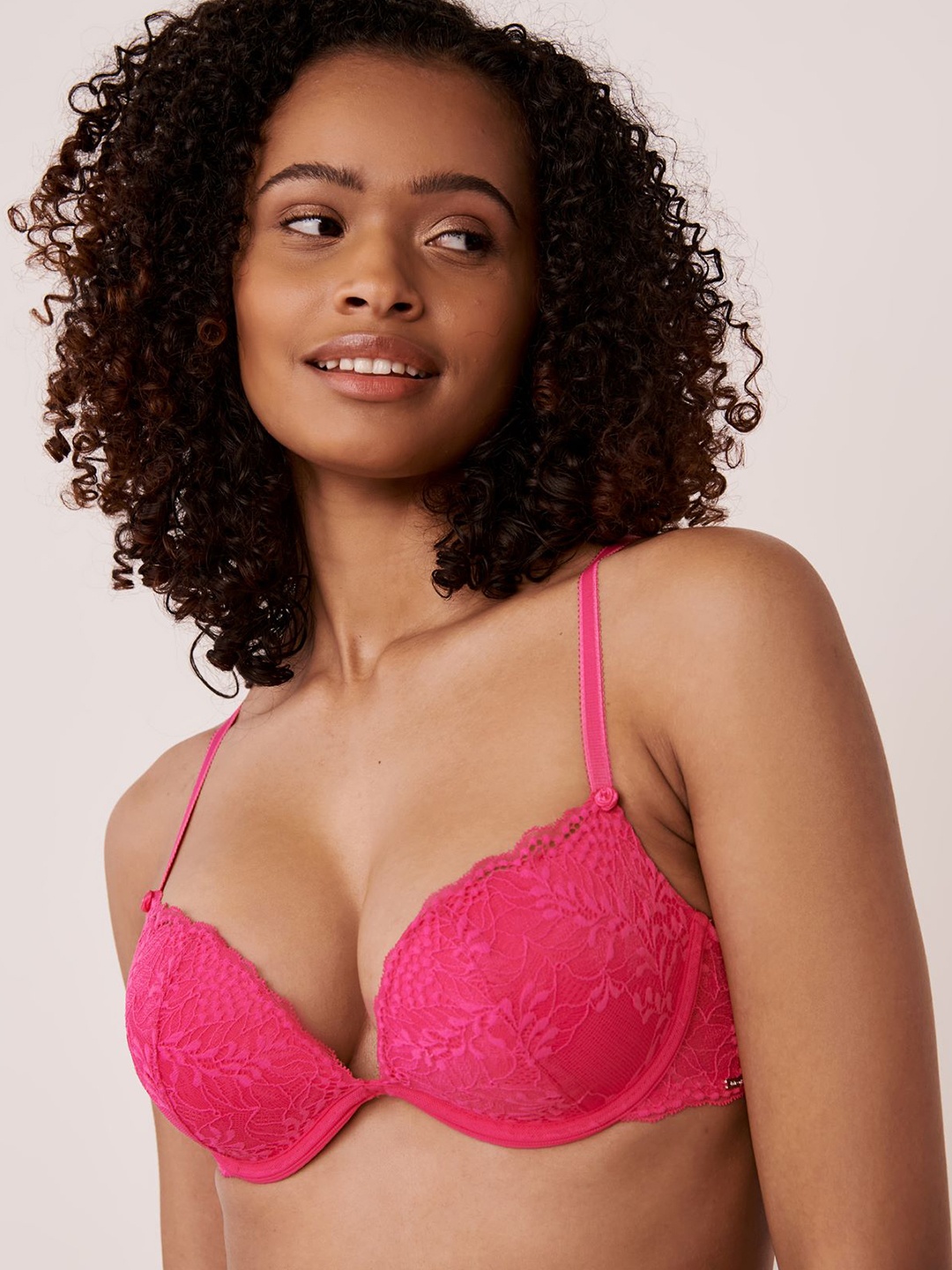 La Vie en Rose Underwired Heavily Padded Seamless Push-Up Bra, Pink