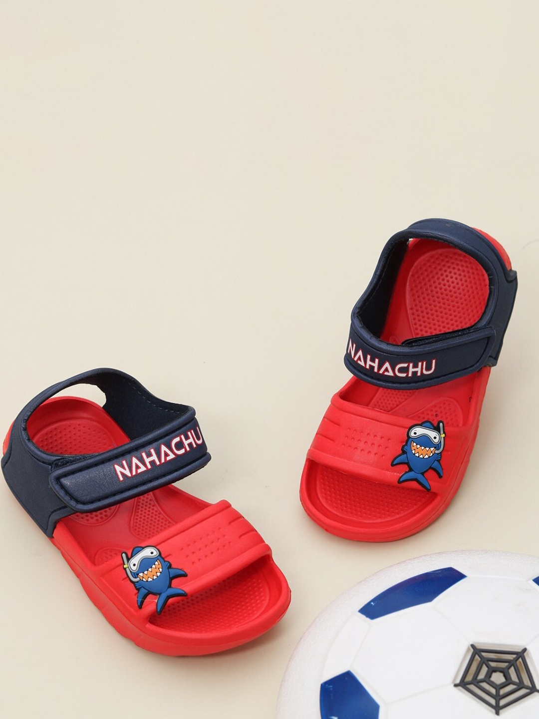 Yellow Bee Boys Open Toe Velcro Comfort Sandals, Red