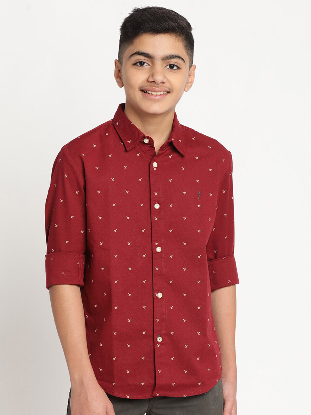 Indian Terrain Boys Standard Printed Cotton Casual Shirt, Red 
Indian Terrain Boys Standard Printed Cotton Casual Shirt, Red