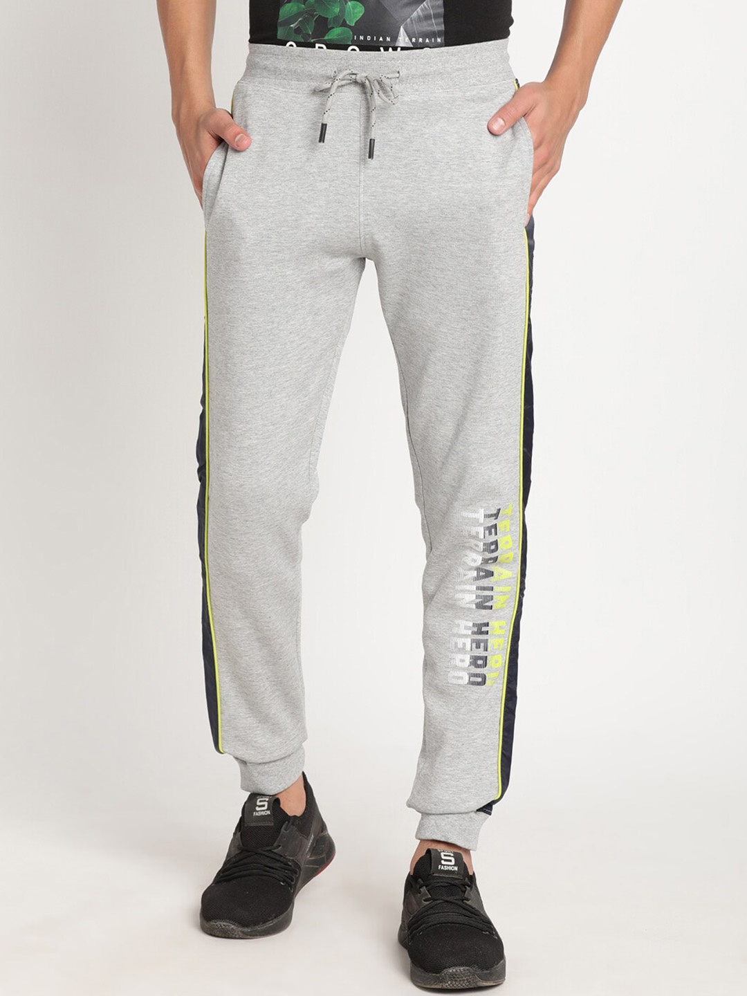 Indian Terrain Boys Printed Cotton Joggers, Black