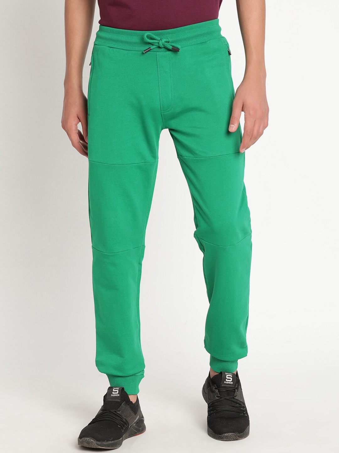 Indian Terrain Boys Slim Fit Pure Cotton Joggers, Green