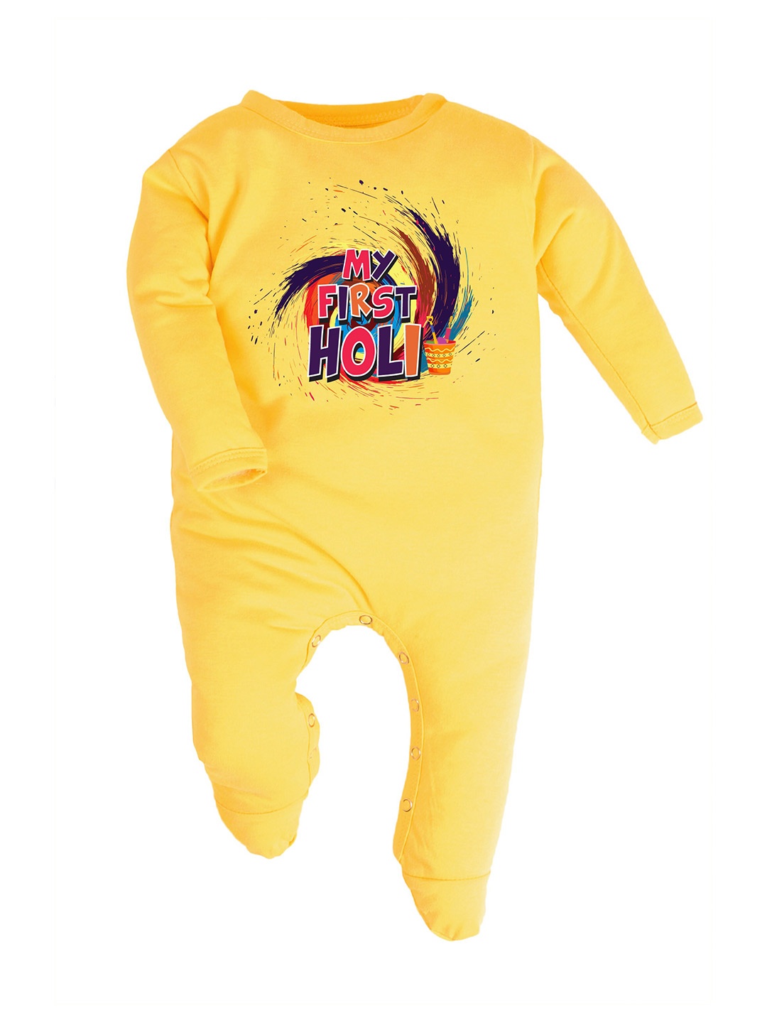 FFLIRTYGO Infants Kids Printed Cotton Sleepsuit, Yellow