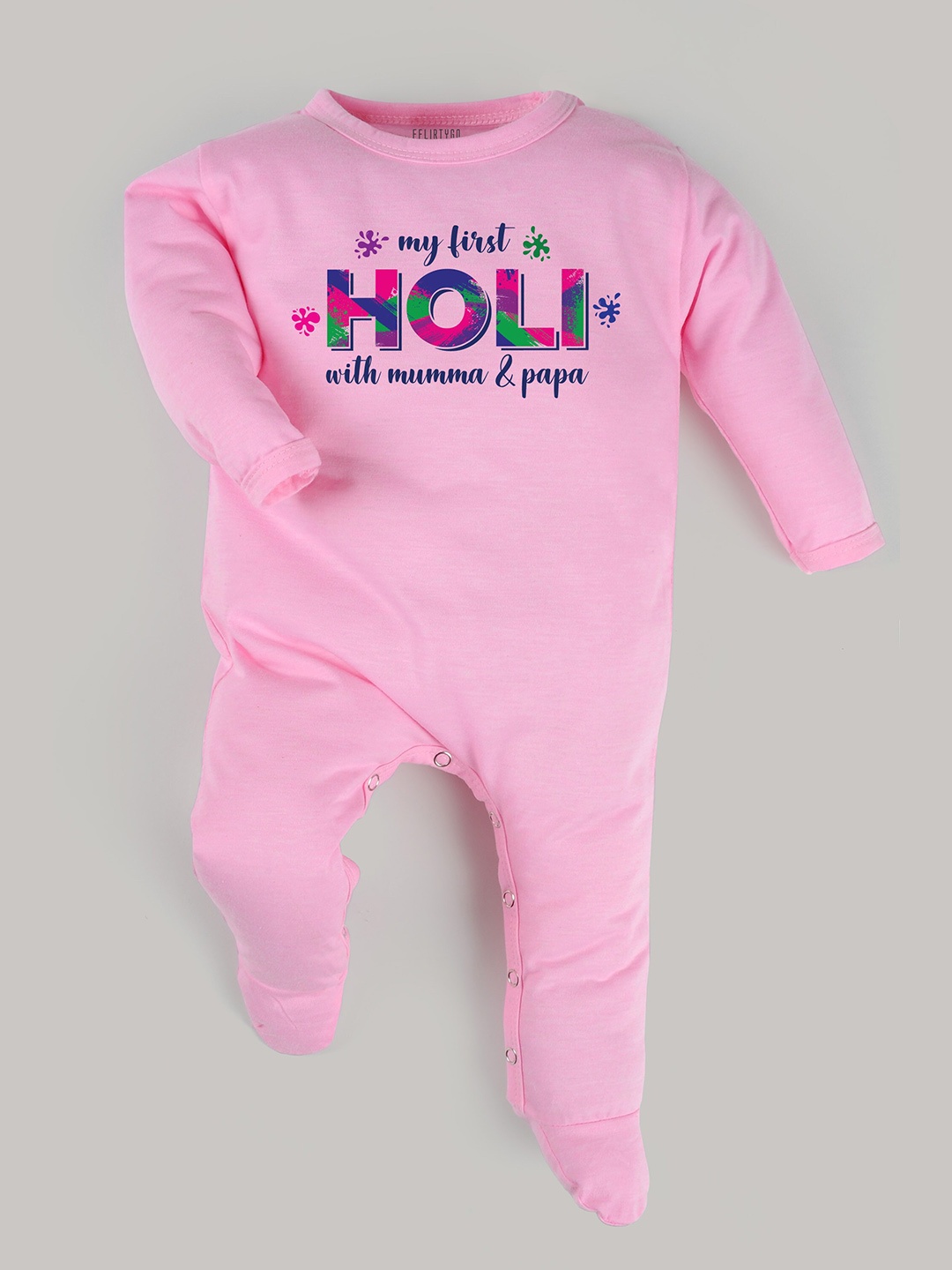 FFLIRTYGO Infants Kids Printed Cotton Sleepsuit, Pink
