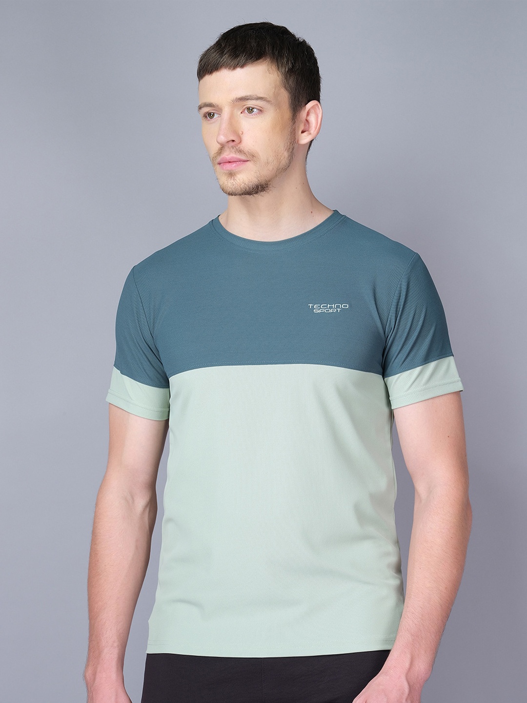 Technosport Colourblocked Antimicrobial Active T-shirt, Sea green