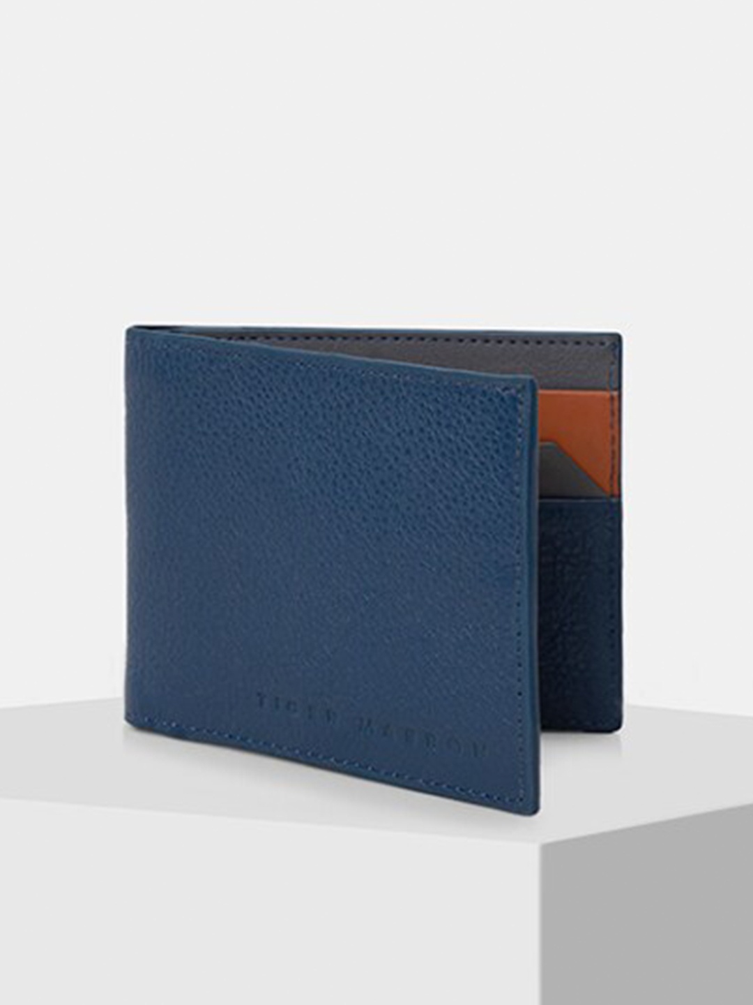 TIGER MARRON Men Leather Two Fold Wallet, Blue