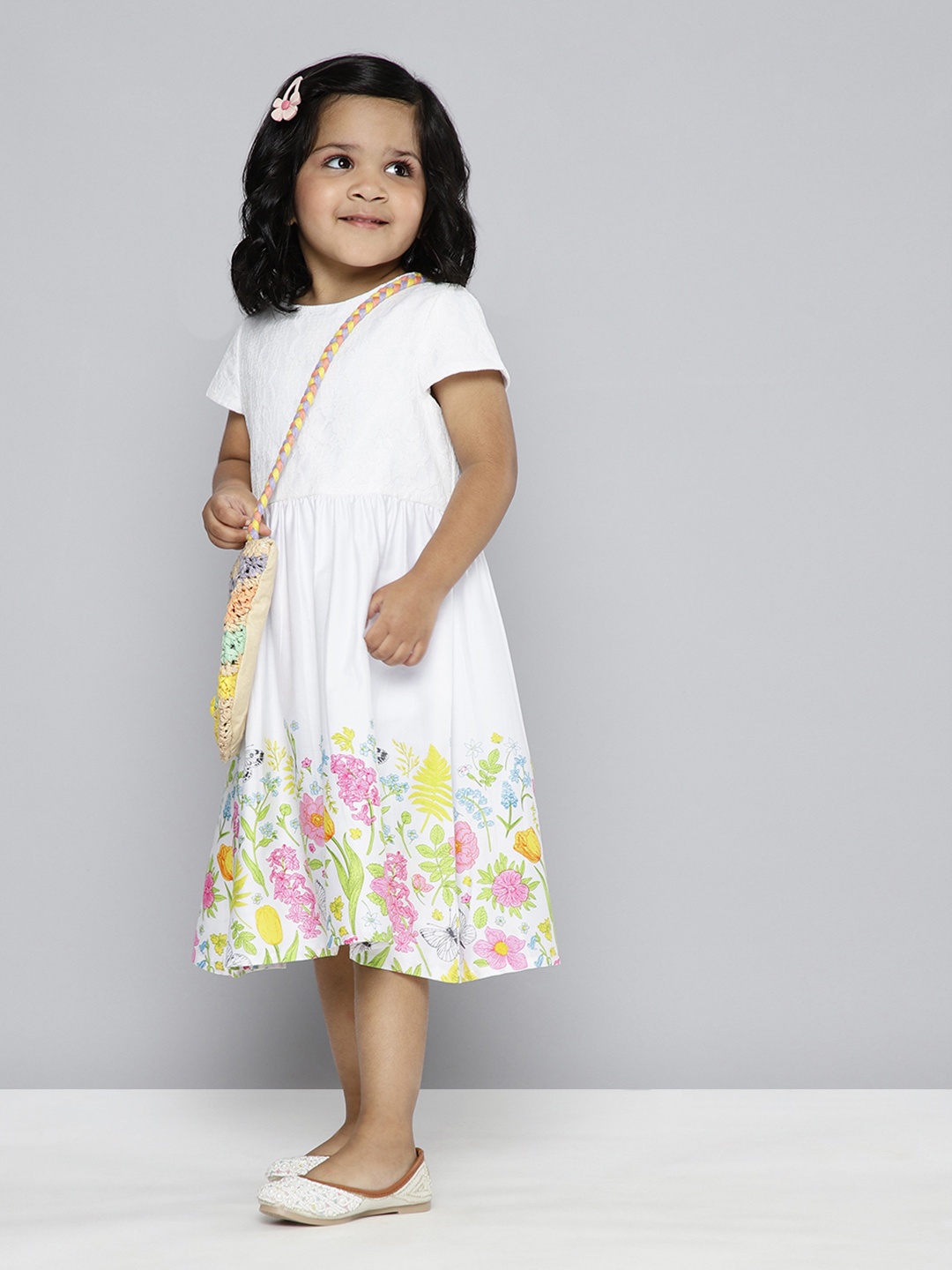 HERE&NOW Girls Cotton Floral Print A-Line Dress With Gathered & Pleated Detail, White
HERE&NOW Girls Cotton Floral Print A-Line Dress With Gathered & Pleated Detail, White