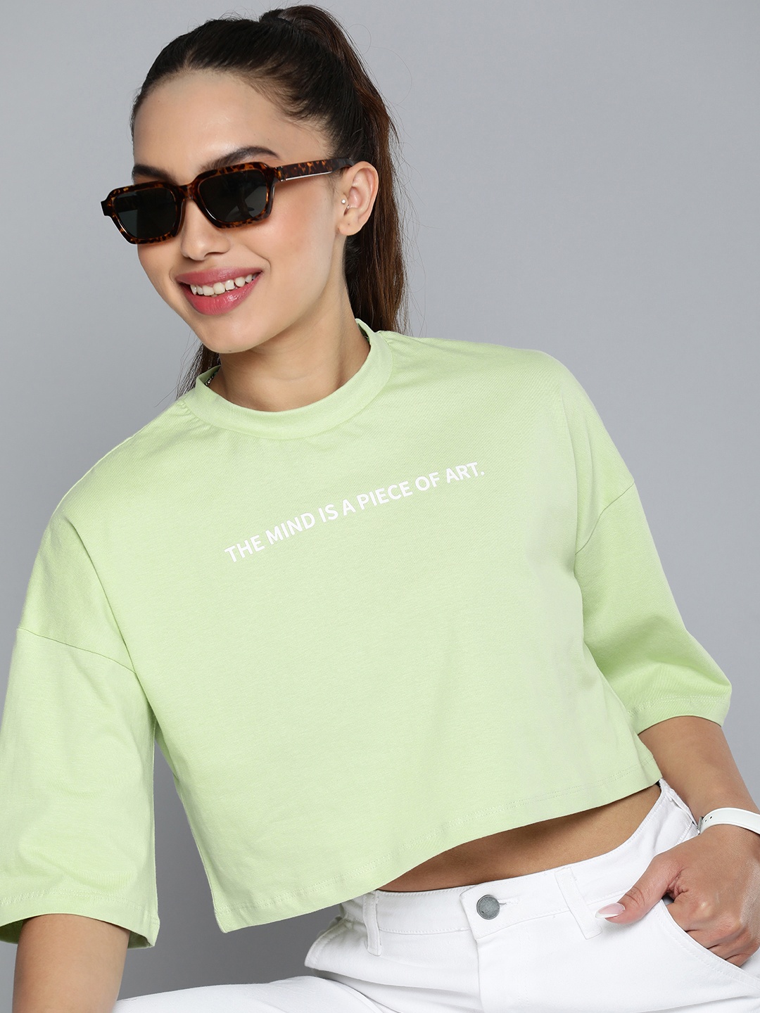 HERE&NOW Minimal Typography Detail Drop-Shoulder Sleeves Pure Cotton T-shirt, Lime green
HERE&NOW Minimal Typography Detail Drop-Shoulder Sleeves Pure Cotton T-shirt, Lime green