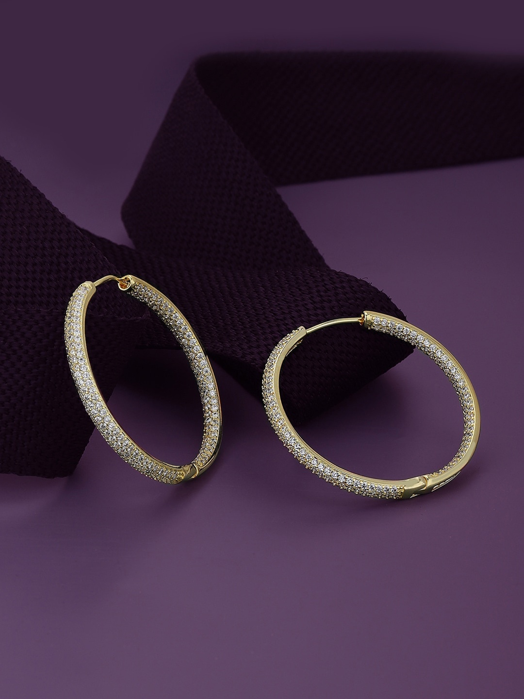 Carlton London Gold-Plated Cubic Zirconia Studded Circular Premium Hoop Earrings, White
Carlton London Gold-Plated Cubic Zirconia Studded Circular Premium Hoop Earrings, White