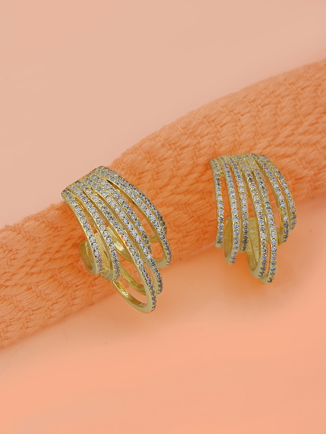 Carlton London Gold-Plated Cubic Zirconia Studded Premium Half Hoop Earrings, White
Carlton London Gold-Plated Cubic Zirconia Studded Premium Half Hoop Earrings, White