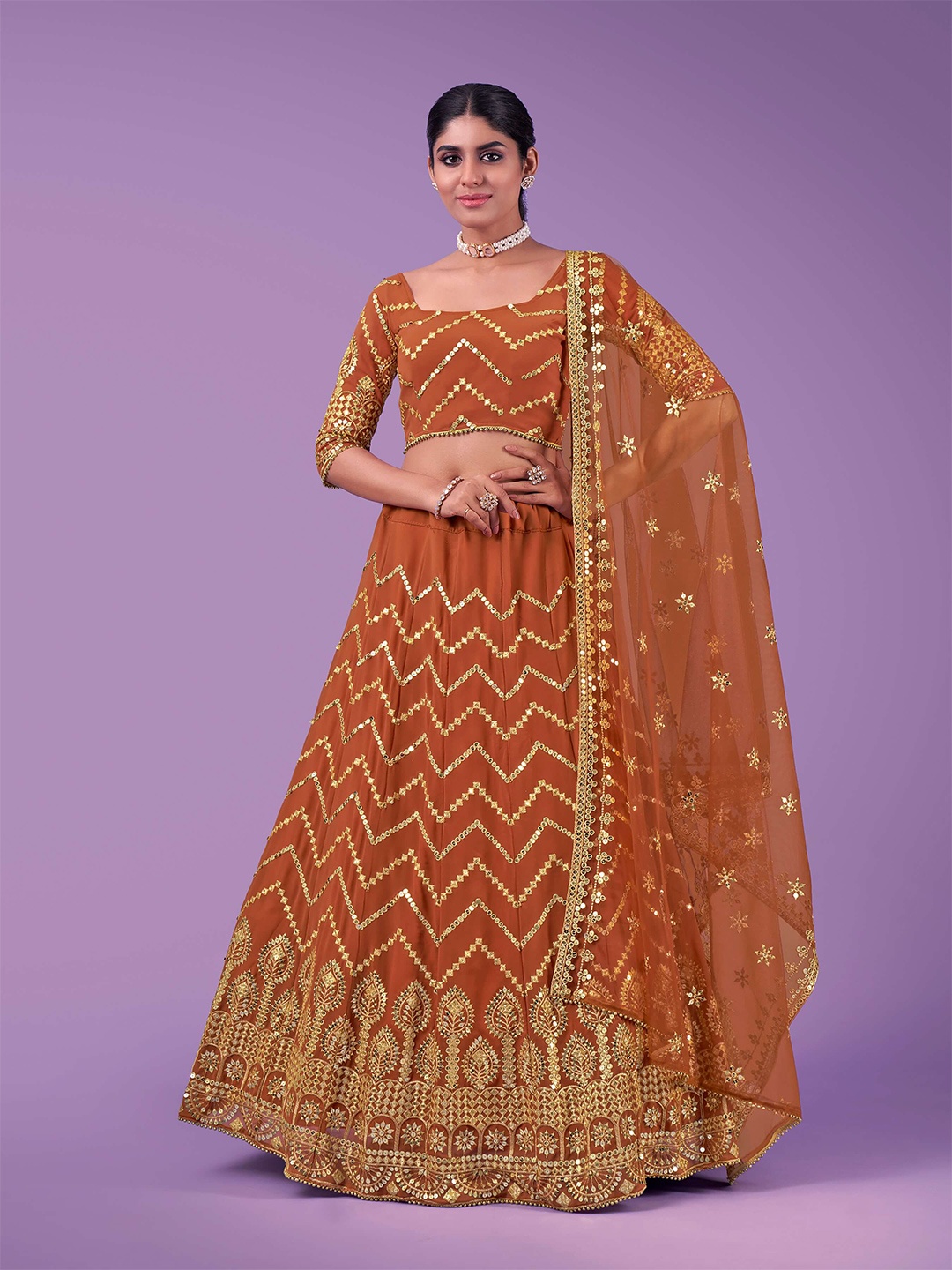 Fusionic Embroidered Sequinned Semi-Stitched Lehenga & Unstitched Blouse With Dupatta, Orange
Fusionic Embroidered Sequinned Semi-Stitched Lehenga & Unstitched Blouse With Dupatta, Orange