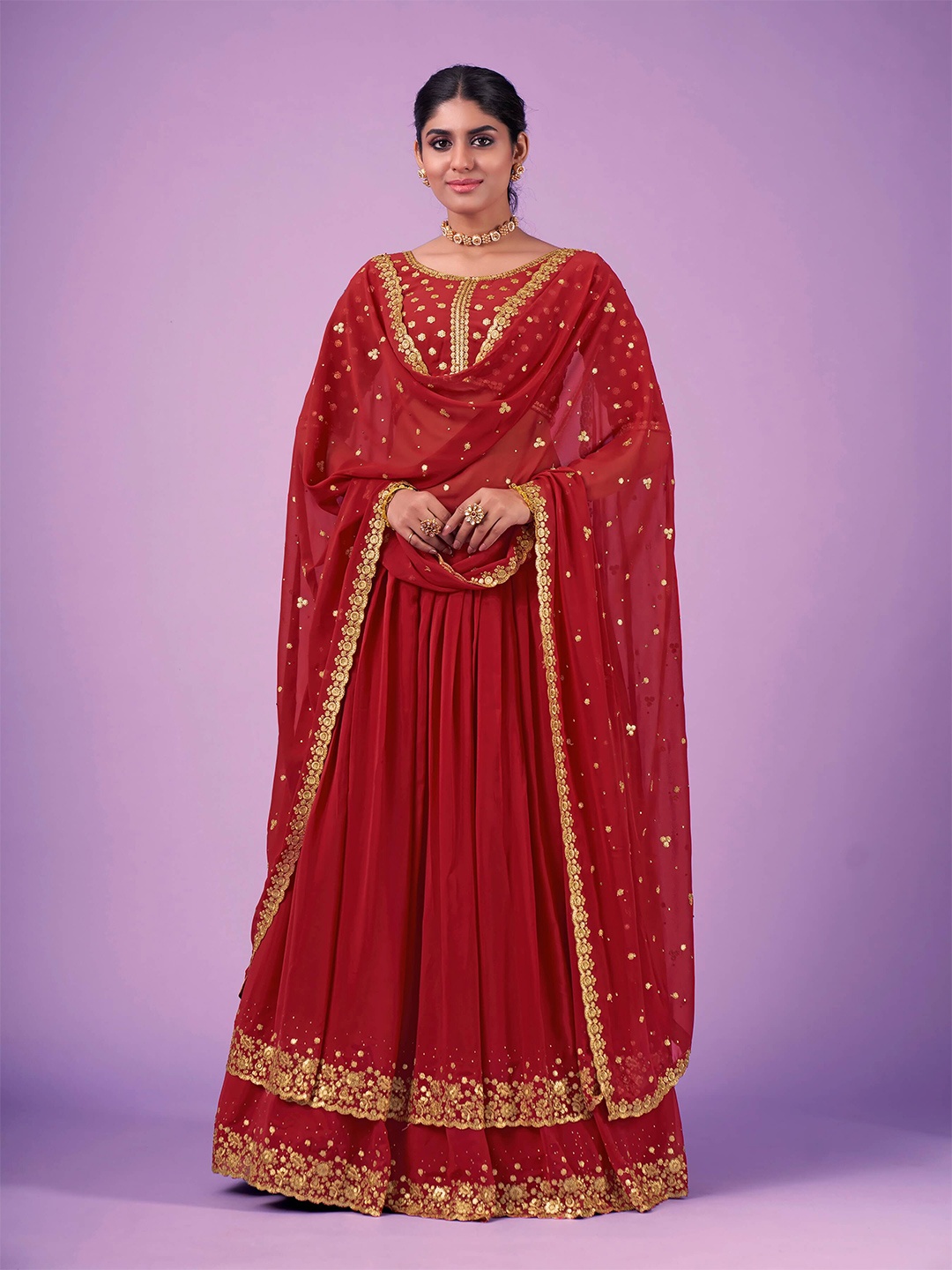 Fusionic Embroidered Sequinned Semi-Stitched Lehenga & Unstitched Blouse With Dupatta, Red
Fusionic Embroidered Sequinned Semi-Stitched Lehenga & Unstitched Blouse With Dupatta, Red