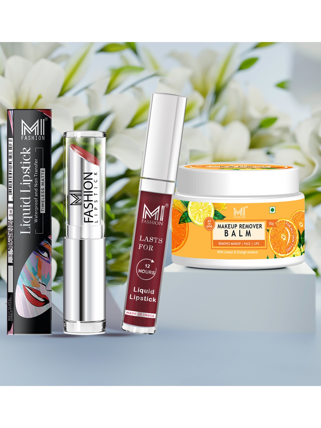 MI FASHION Set of Creamy Matte Lipstick & Liquid Lipstick with Makeup Remover Balm, Burgundy
MI FASHION Set of Creamy Matte Lipstick & Liquid Lipstick with Makeup Remover Balm, Burgundy
