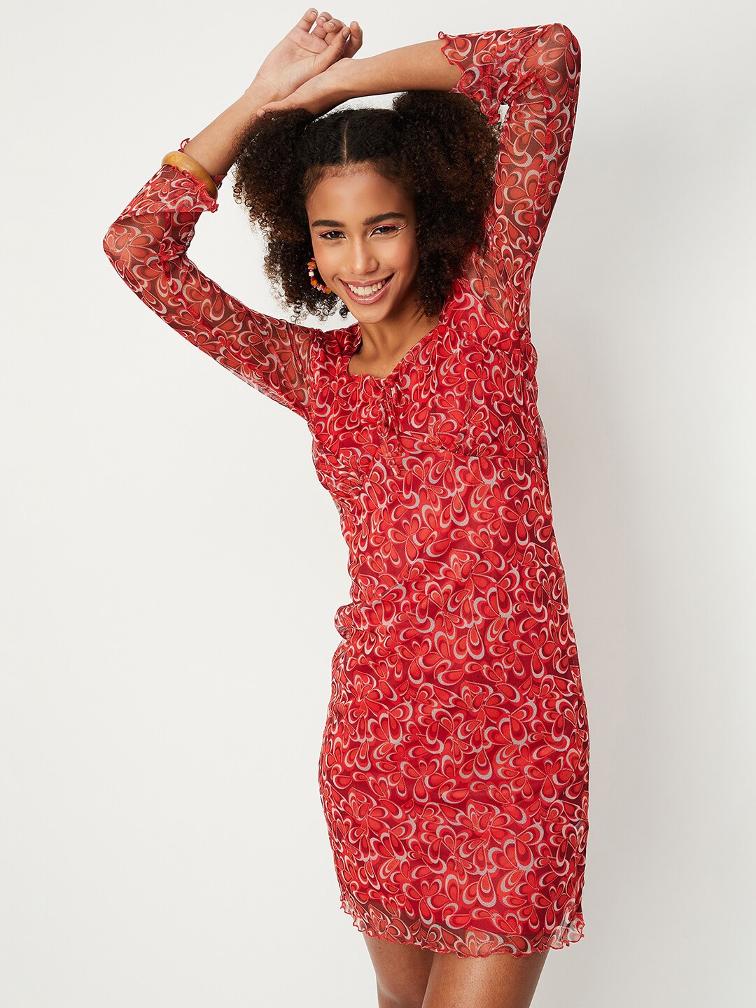 max Floral Printed Sheath Dress, Maroon