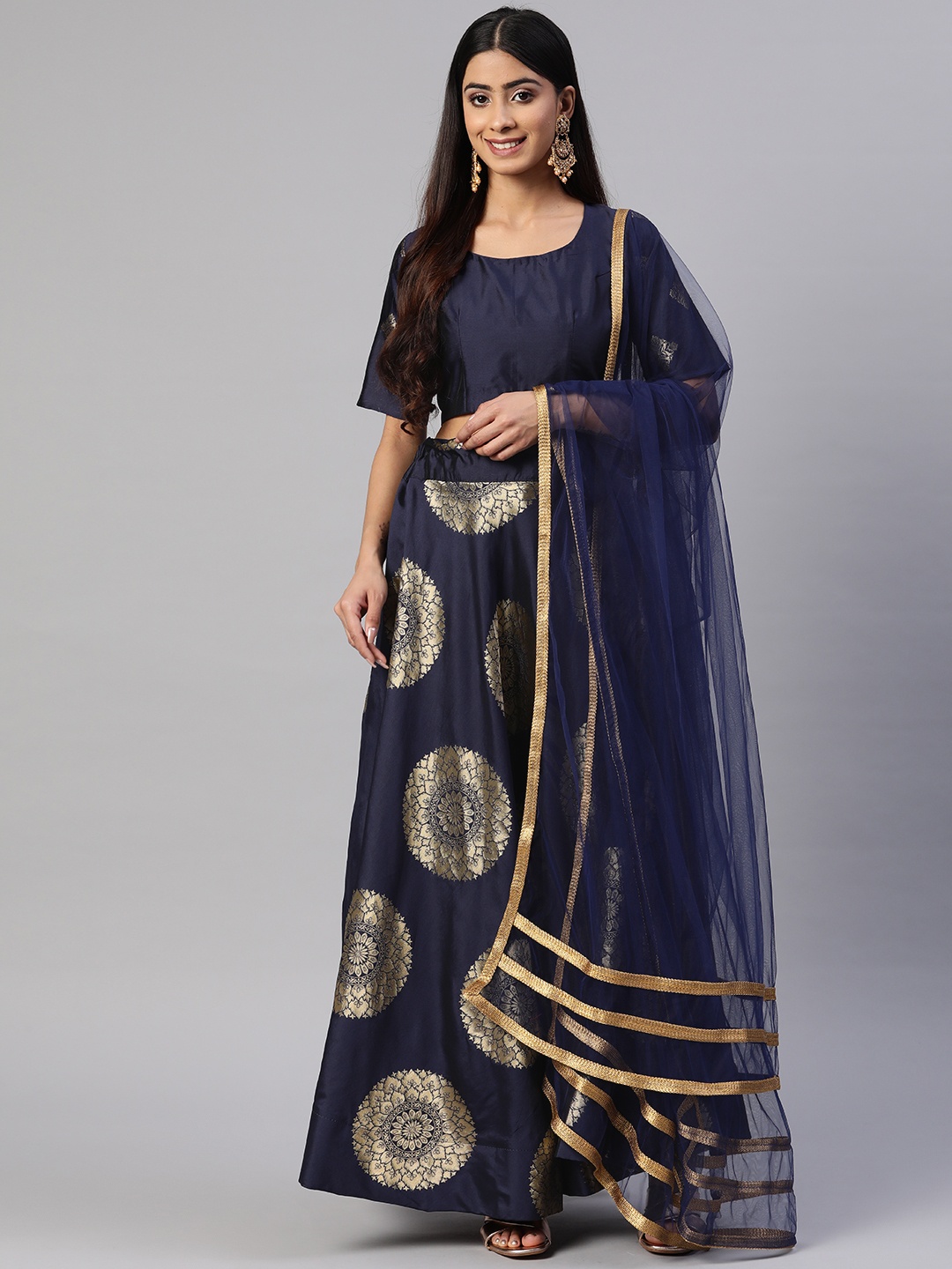 Readiprint Fashions Semi-Stitched Lehenga & Unstitched Blouse With Dupatta, Navy blue
Readiprint Fashions Semi-Stitched Lehenga & Unstitched Blouse With Dupatta, Navy blue
